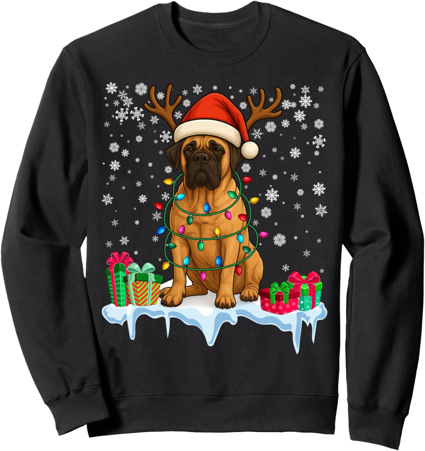 English Mastiff Christmas Santa Hat Reindeer Pajama Dog Xmas Sweatshirt