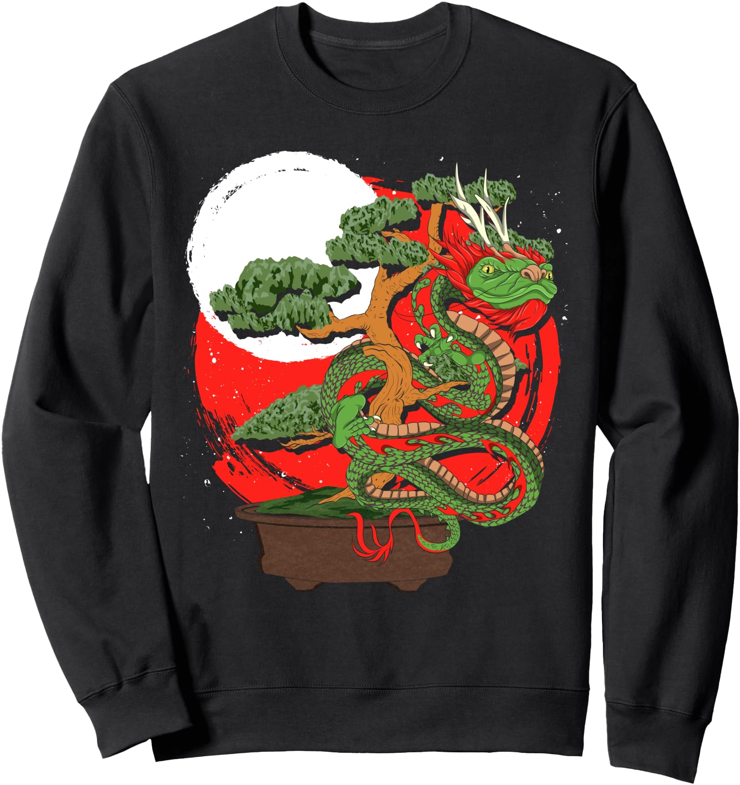 Zen Aesthetic Buddhist Japanese Culture Dragon Bonsai Tree Sweatshirt