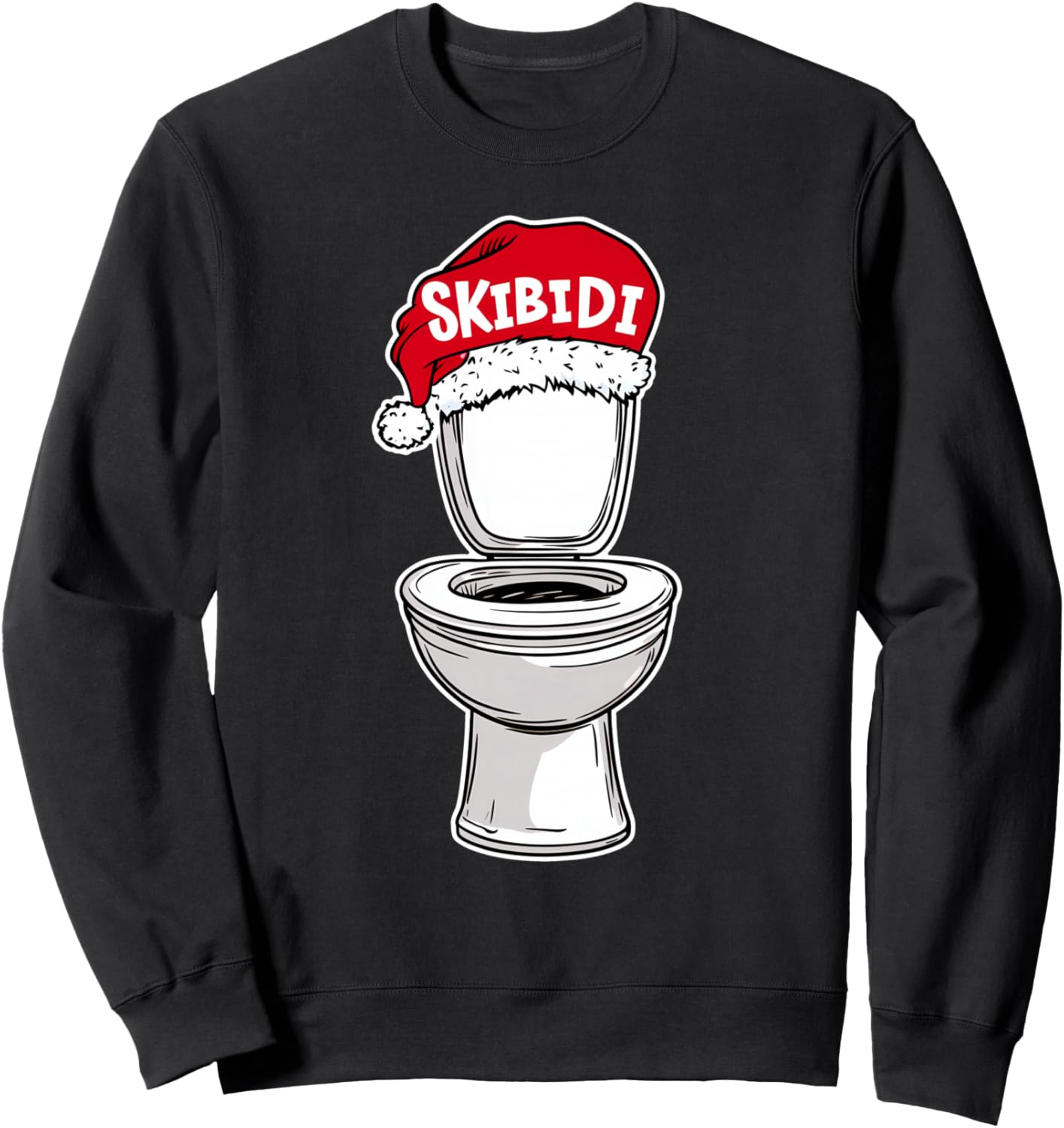 Skibidi Christmas Toilet Funny Santa Hat Kids Holiday Slang Sweatshirt
