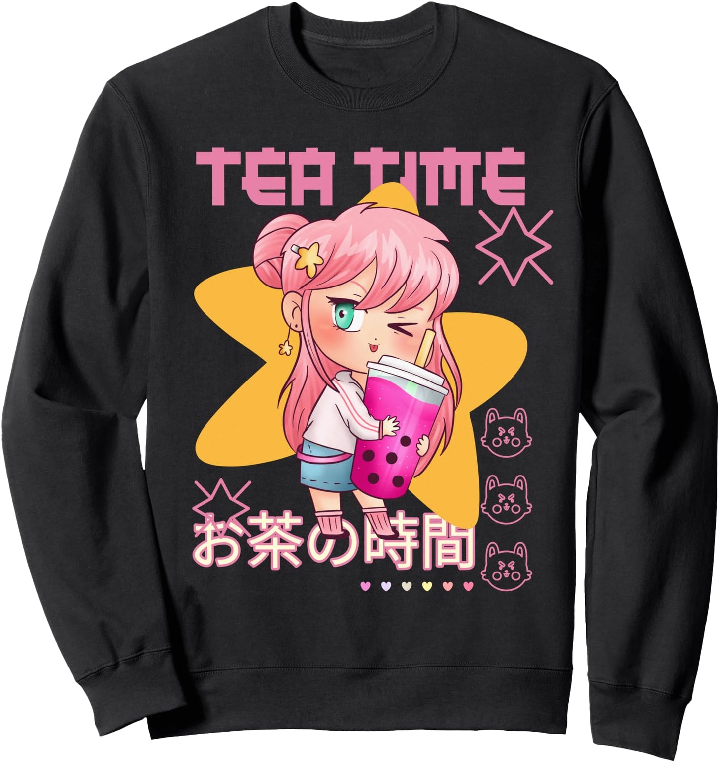 Tea Time Cute Japanese Anime Girl Sweatshirt