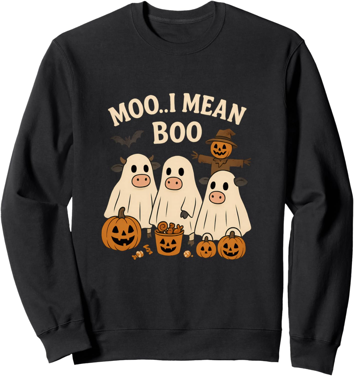 Moo I Mean Boo Funny Cow Halloween Design Sweatshirt