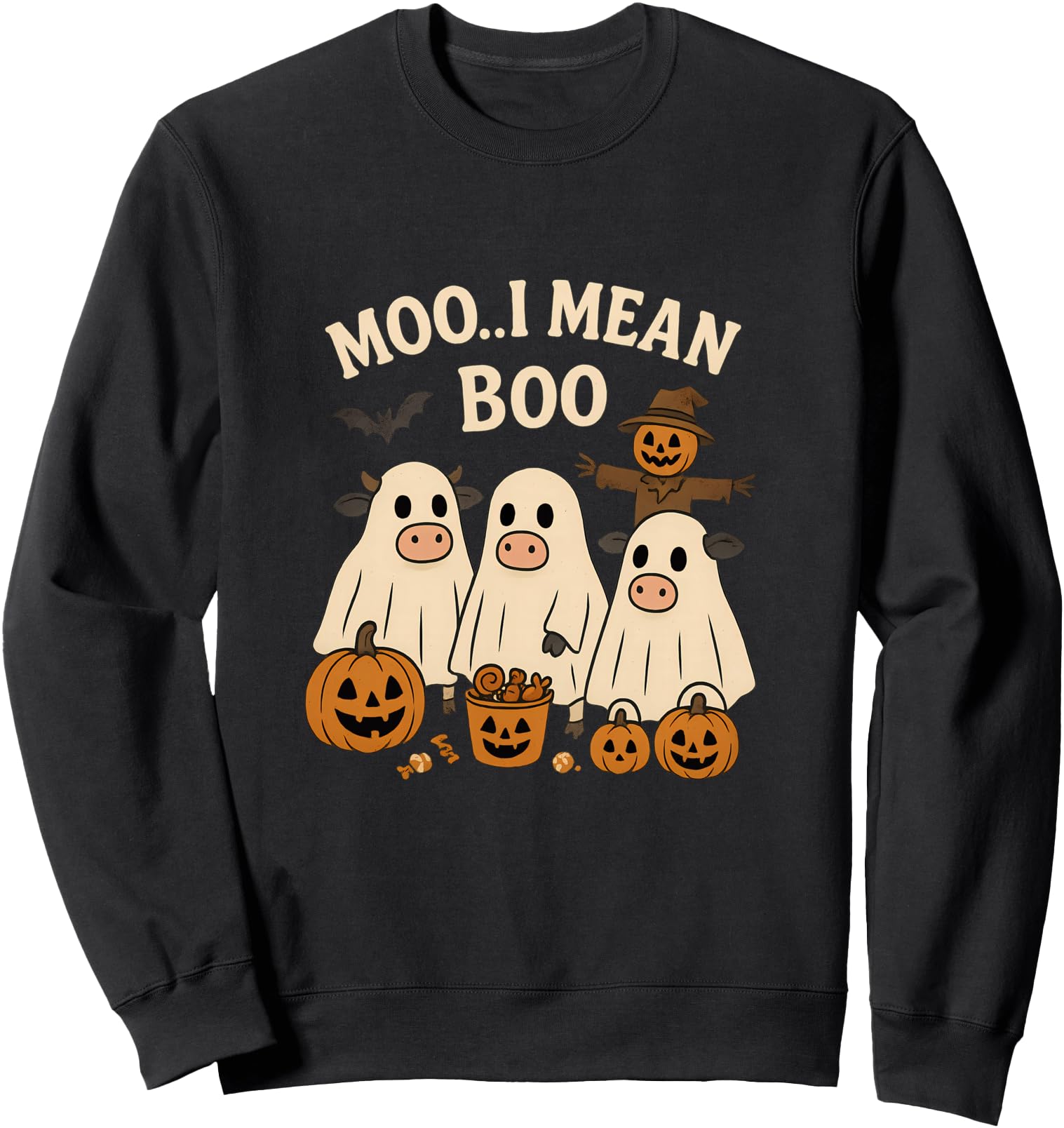 Moo I Mean Boo Funny Cow Halloween Design Sweatshirt