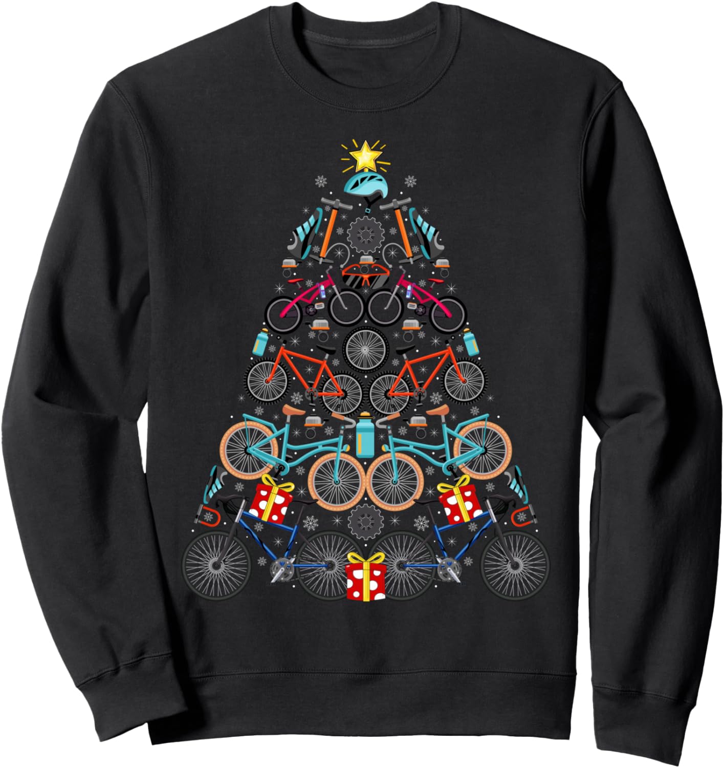 Cycle Christmas Tree Lights Funny Cycle Cycling Bike Xmas Sweatshirt
