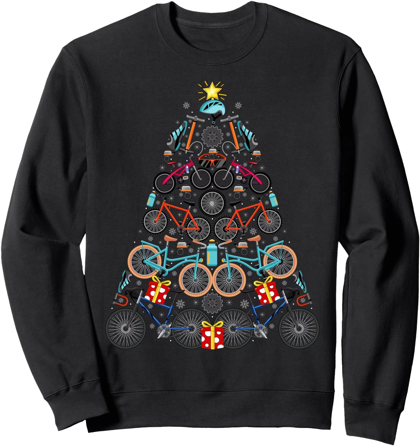 Cycle Christmas Tree Lights Funny Cycle Cycling Bike Xmas Sweatshirt
