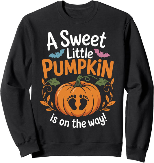 A Sweet Little Pumpkin On The Way Halloween Pregnancy Gender Sweatshirt