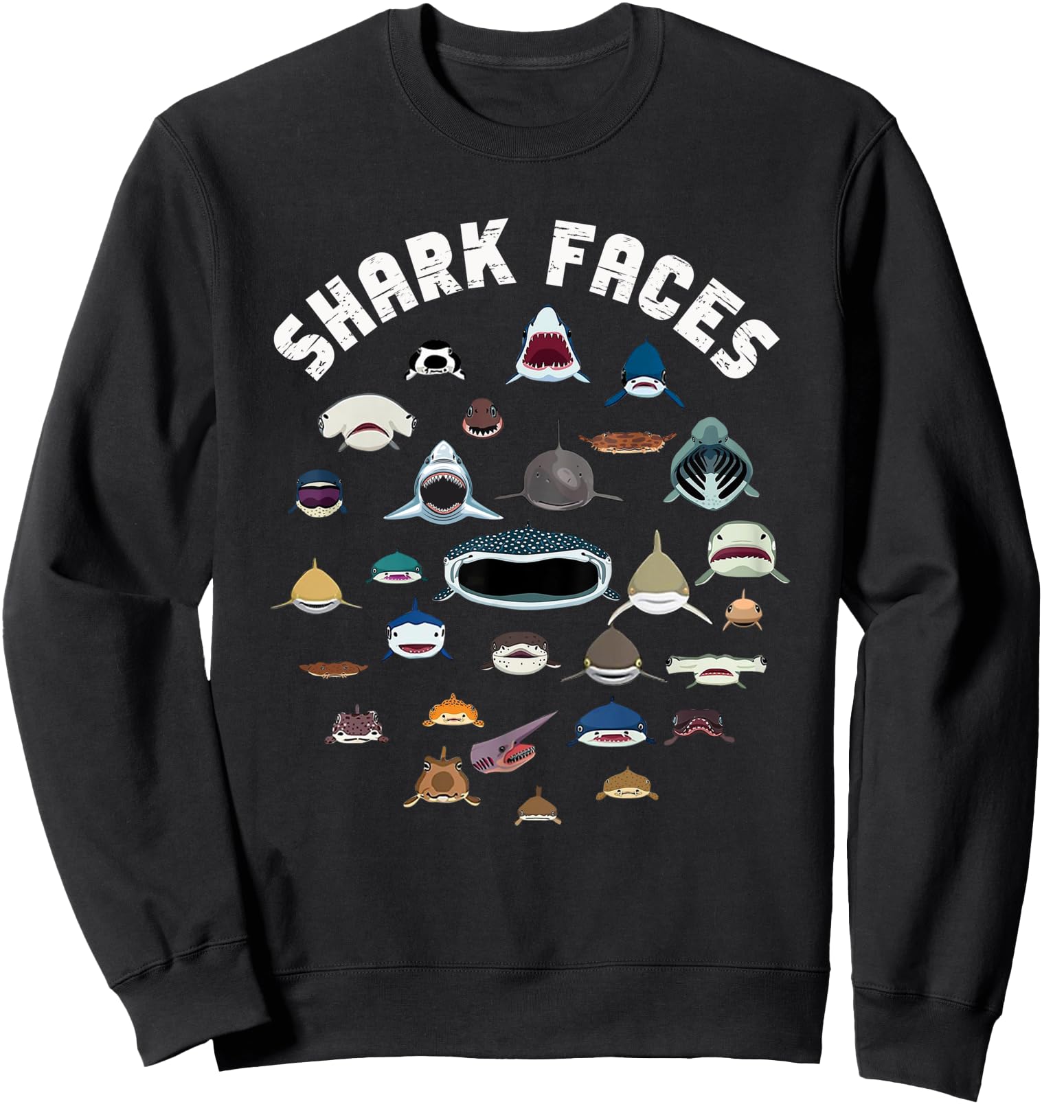Types Of Shark Faces. Shark Face Identification Great Sea Sweatshirt
