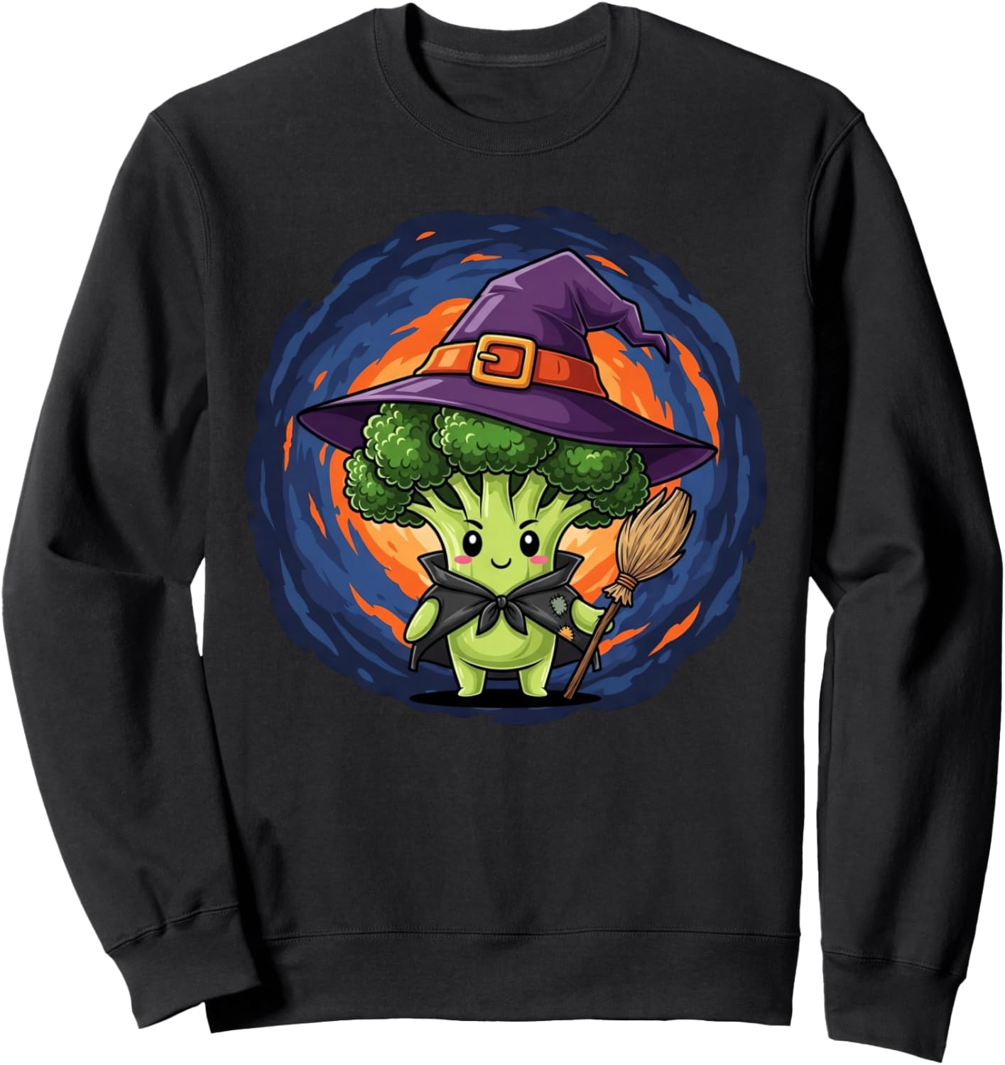 Cute Cartoon Broccoli Witch Halloween Fun Sweatshirt