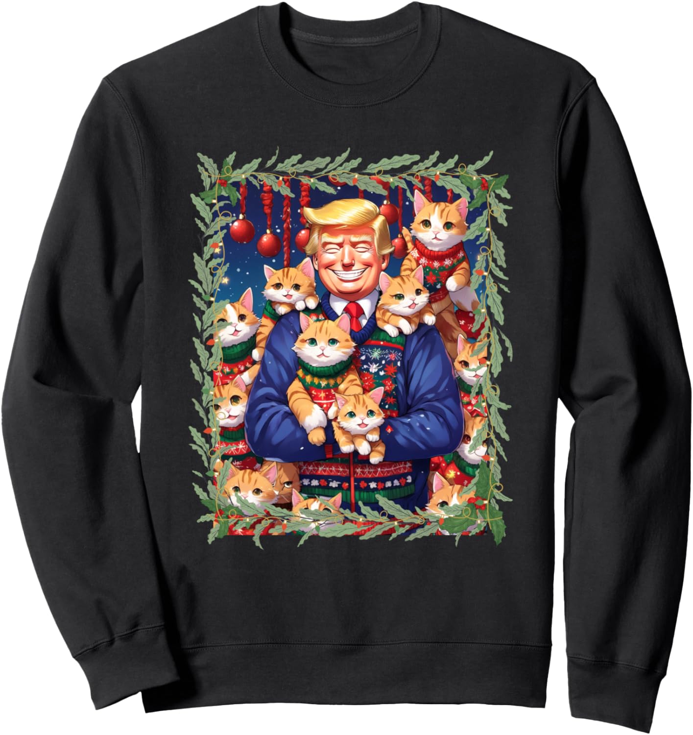 Funny Anime Cat Lover Christmas Sweater Trump Christmas Sweatshirt