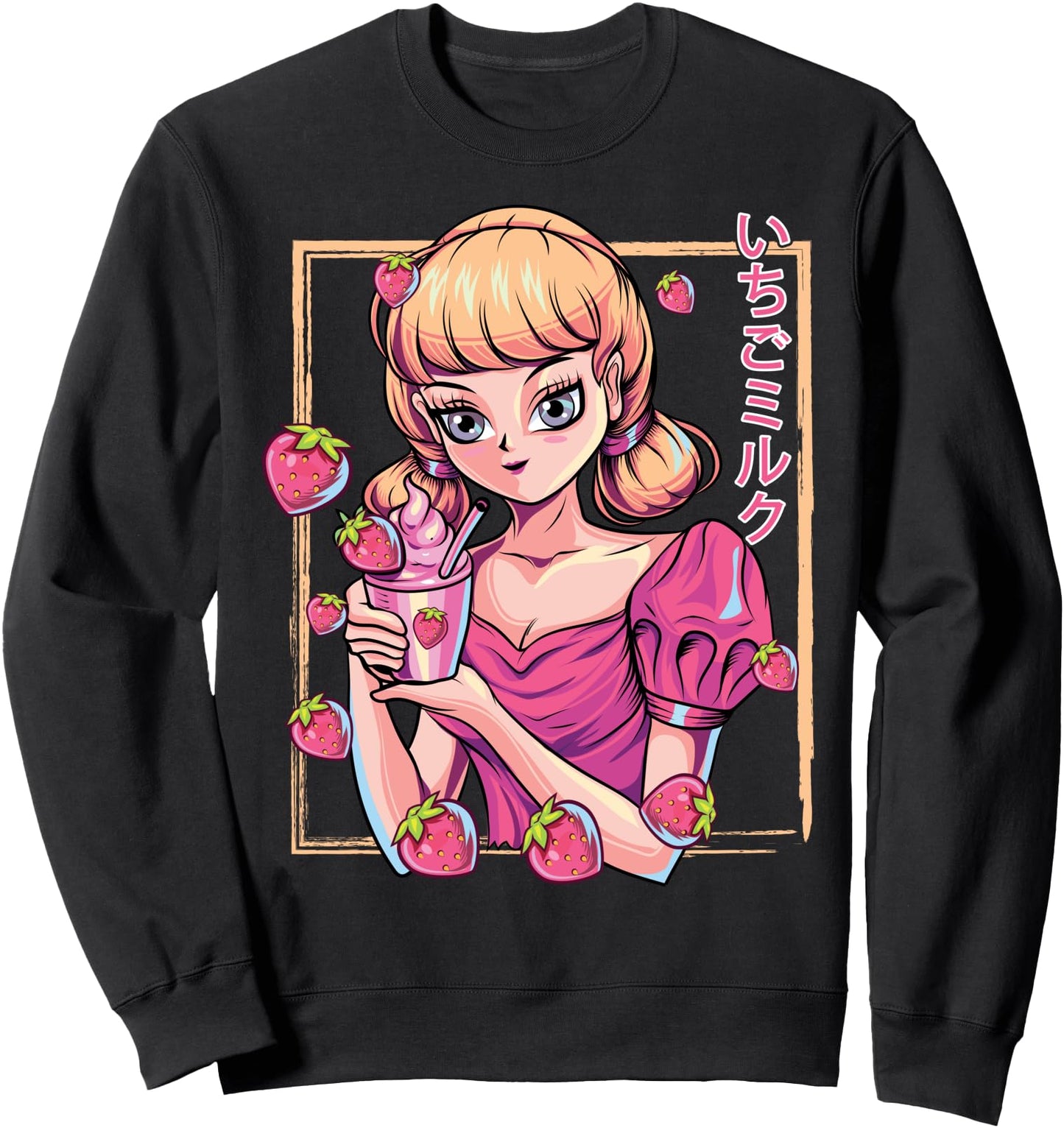 Strawberry Girl Milk Shake 90s Japanese Otaku Aesthetic Sweatshirt