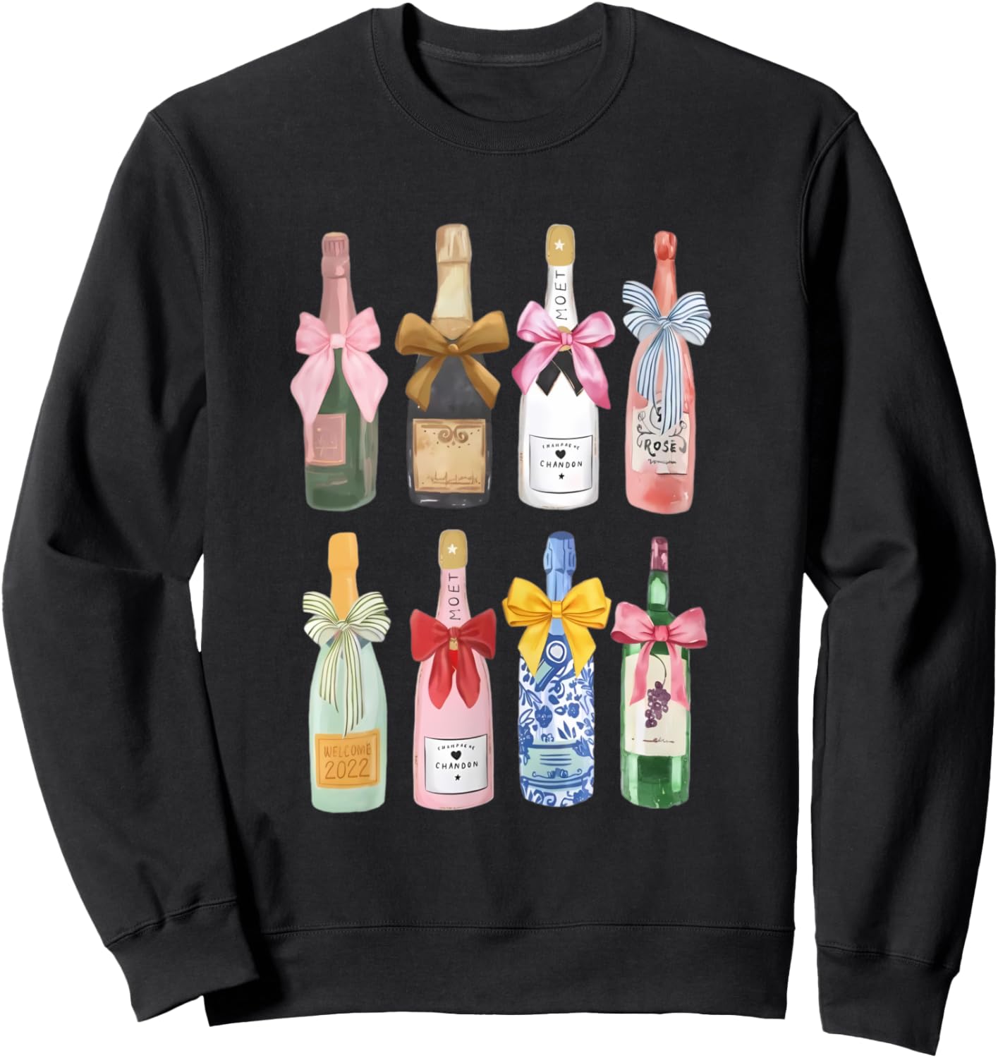 Christmas Champagne T-Shirt Cool Glass Coquette Bottle Sweatshirt