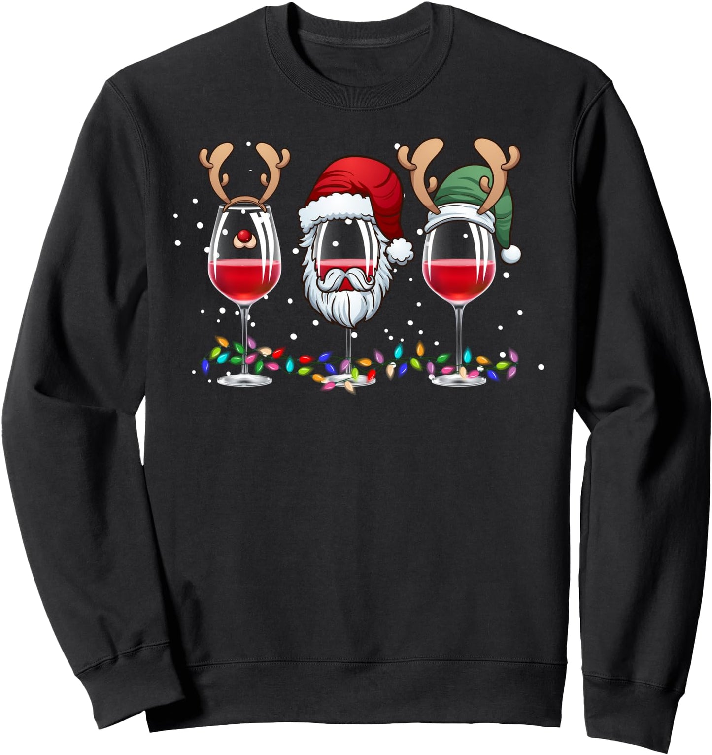 Christmas Wine Glasses Party Xmas Ugly Sweater Drink Wine Sweatshirt