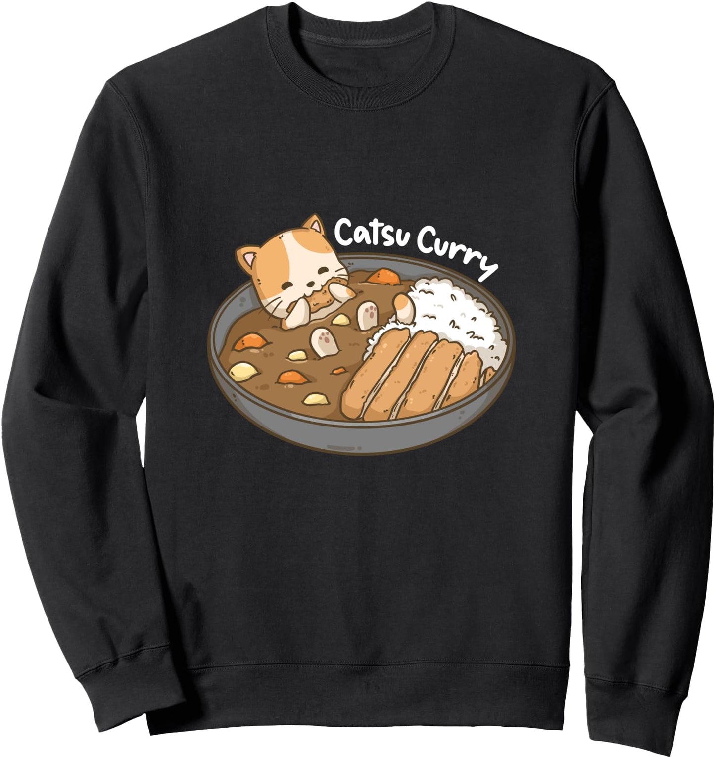 Catsu Curry Kawaii Anime Cat And Japanese Food Pun Sweatshirt