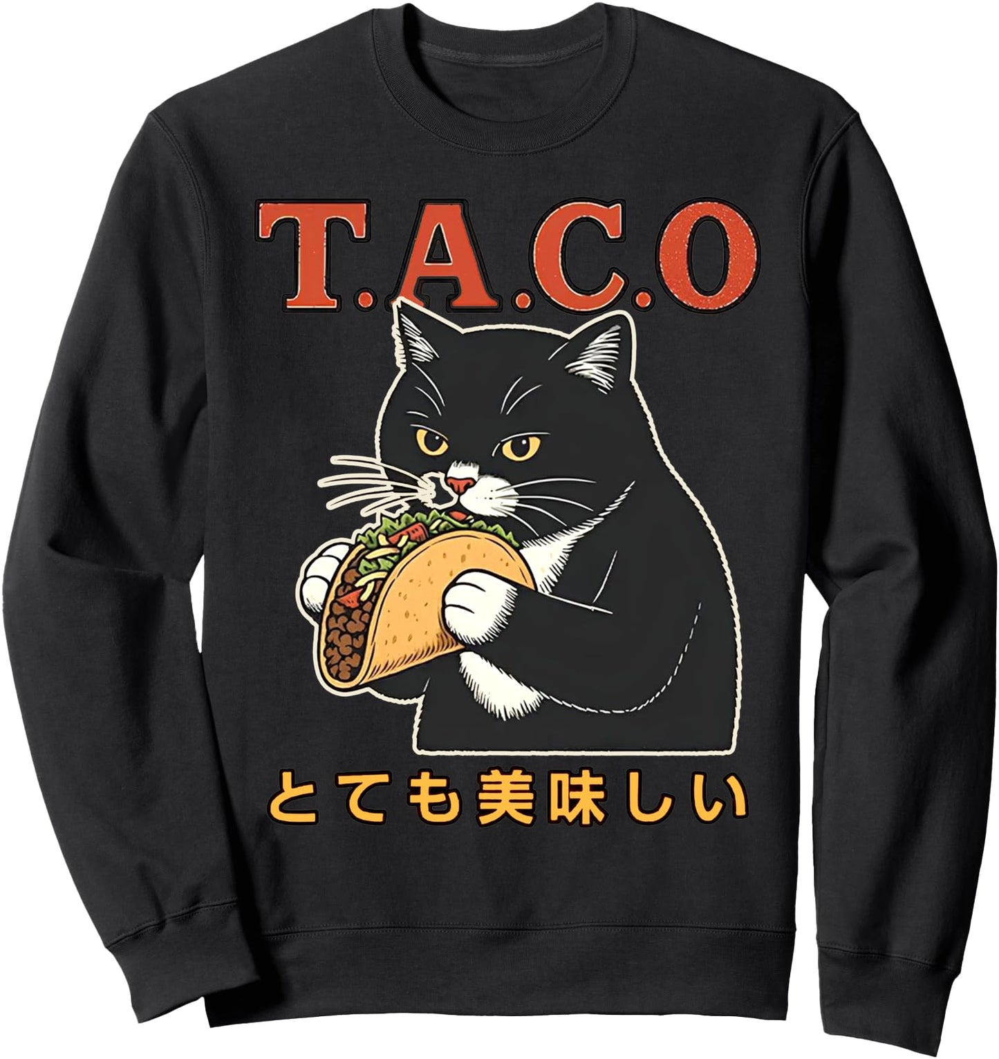 Cat Eating Taco Japanese Funny Cat Meme Sweatshirt