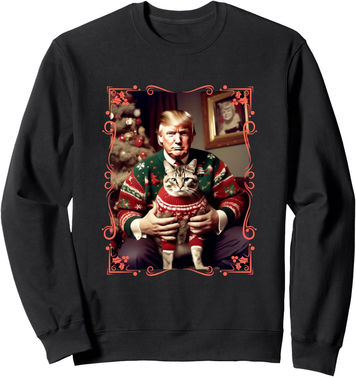 Cats Lives Matter Funny Trump Ugly Christmas Cat Lover Sweatshirt