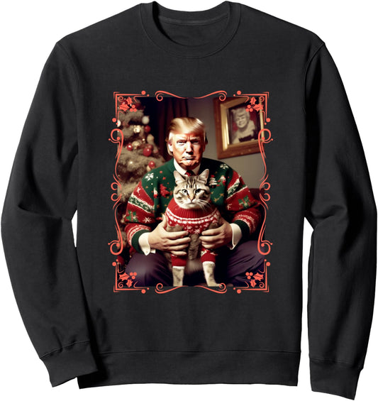 Cats Lives Matter Funny Trump Ugly Christmas Cat Lover Sweatshirt