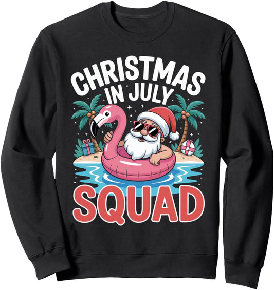 Christmas In July 2025 Squad Retro Beach Summer Xmas Vibes Sweatshirt
