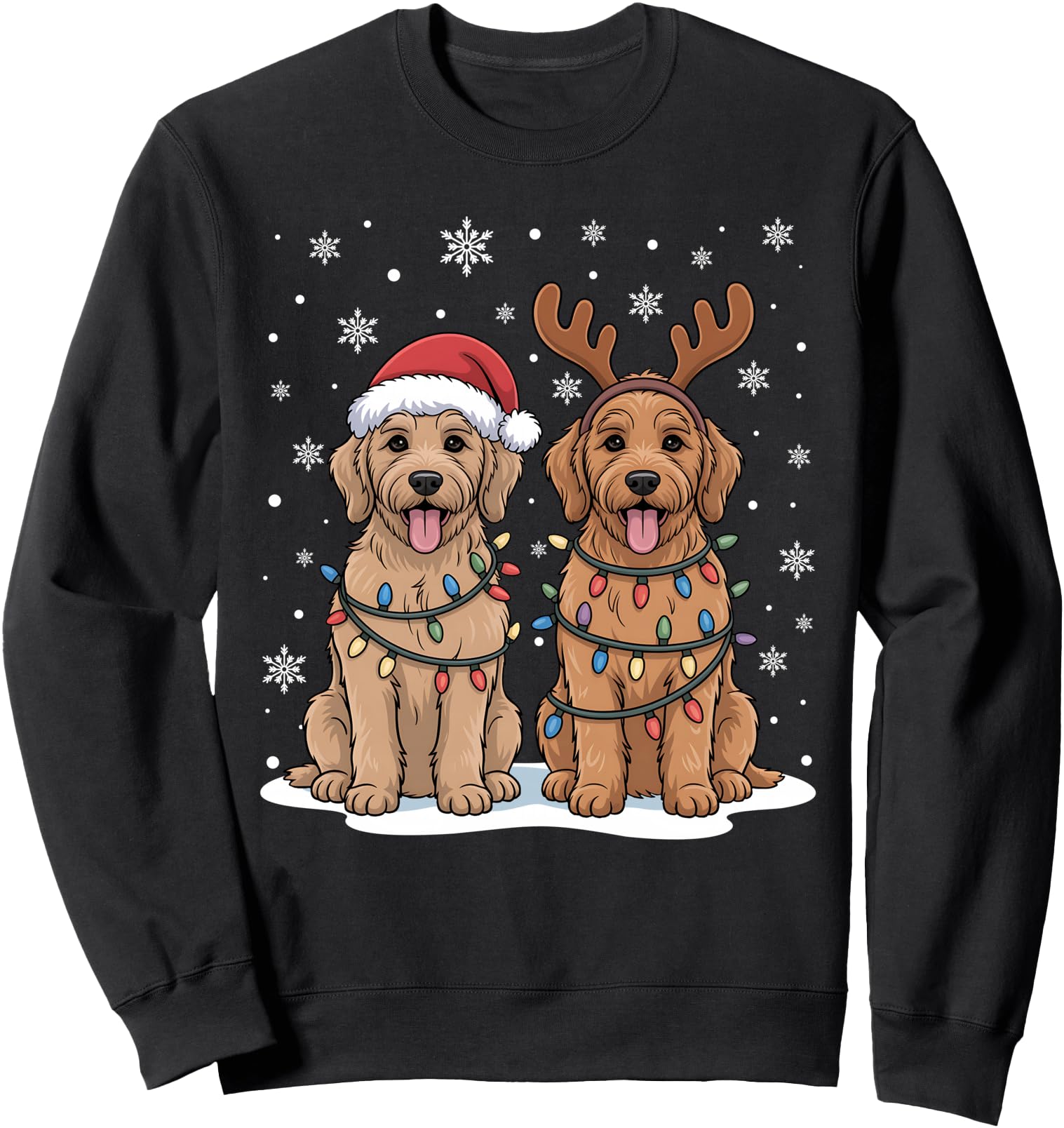 Goldendoodle Dog Christmas Lights Santa Reindeer Xmas Pajama Sweatshirt