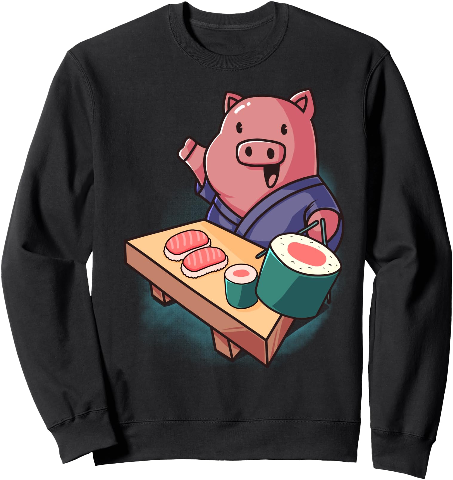 Sushi Pig Chef Cartoon Animals Japanese Food Sushi Fan Sweatshirt