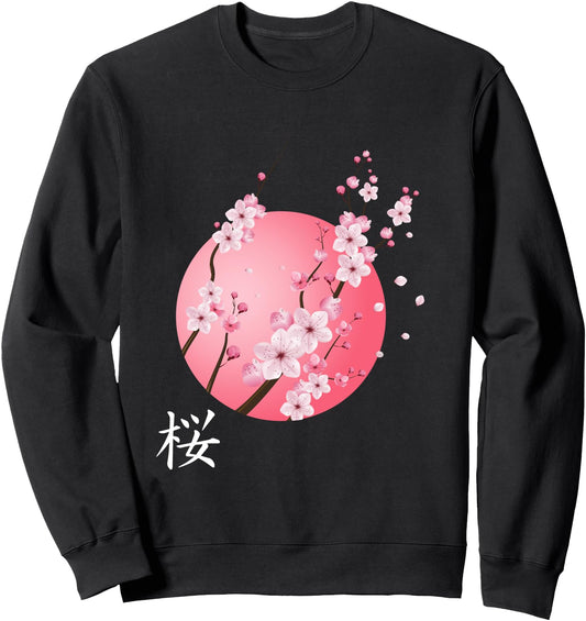 Cherry Blossom Kanji Sakura Sunrise, Japanese Cherry Blossom Sweatshirt