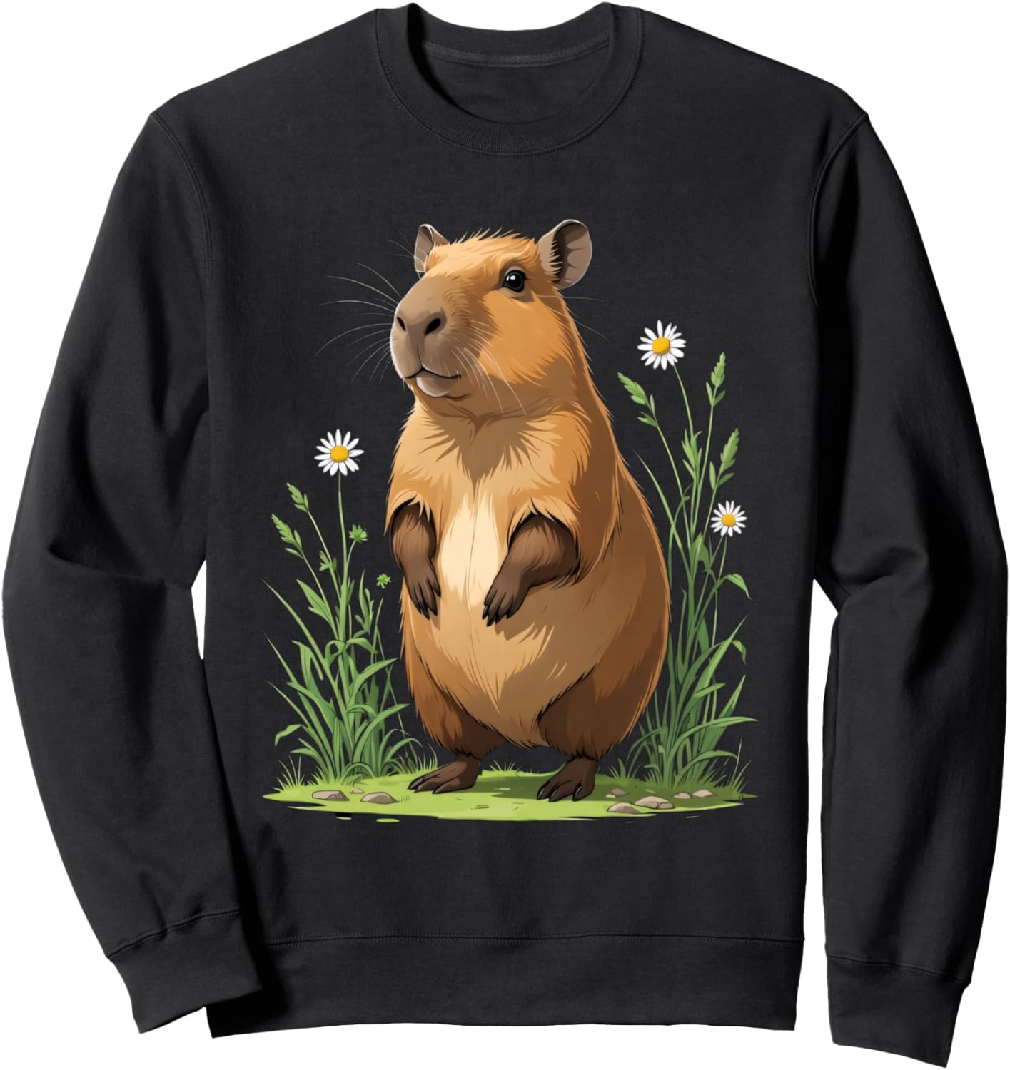 Cartoon Capybara Animal Design Nature Graphic Sweatshirt