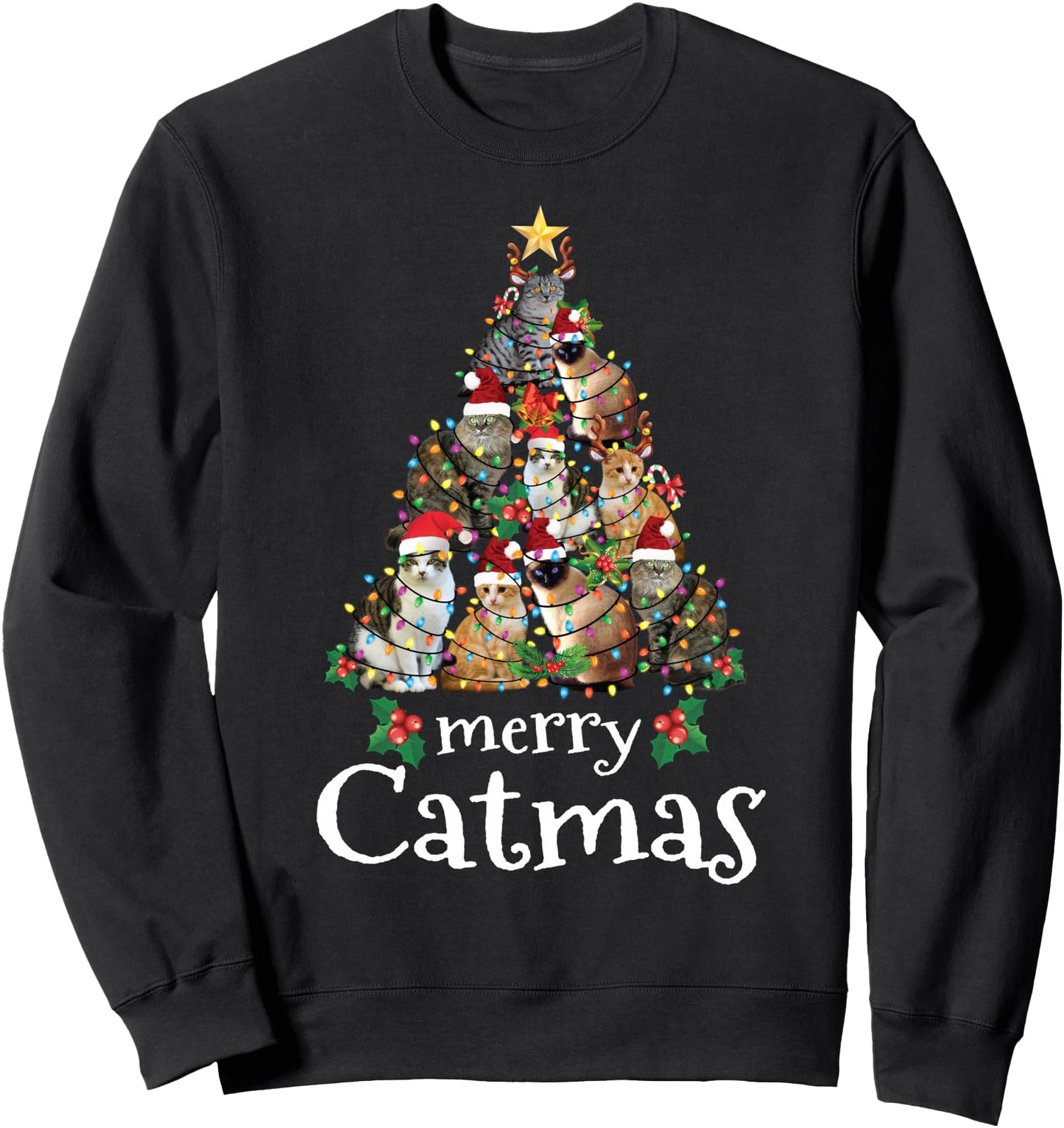 Merry Catmas Funny Cat Mom Cat Dad Christmas Cat Sweatshirt