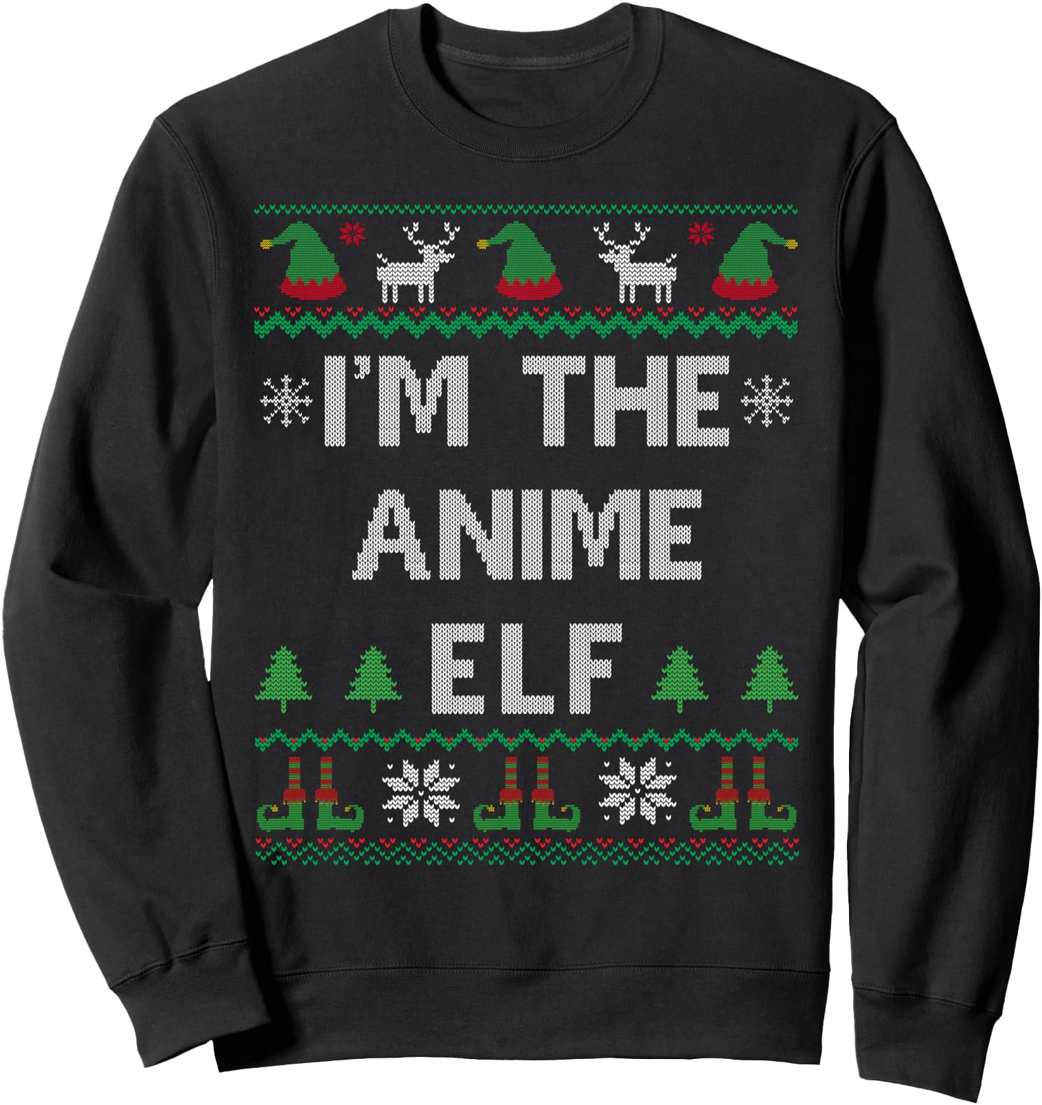 I'm The Anime Elf Funny Ugly Christmas Japanese Animation Sweatshirt