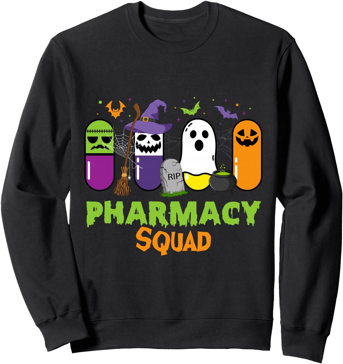 Funny Halloween Pills Pharmacy Squad Costume Pharmacist Tech Sweatshirt