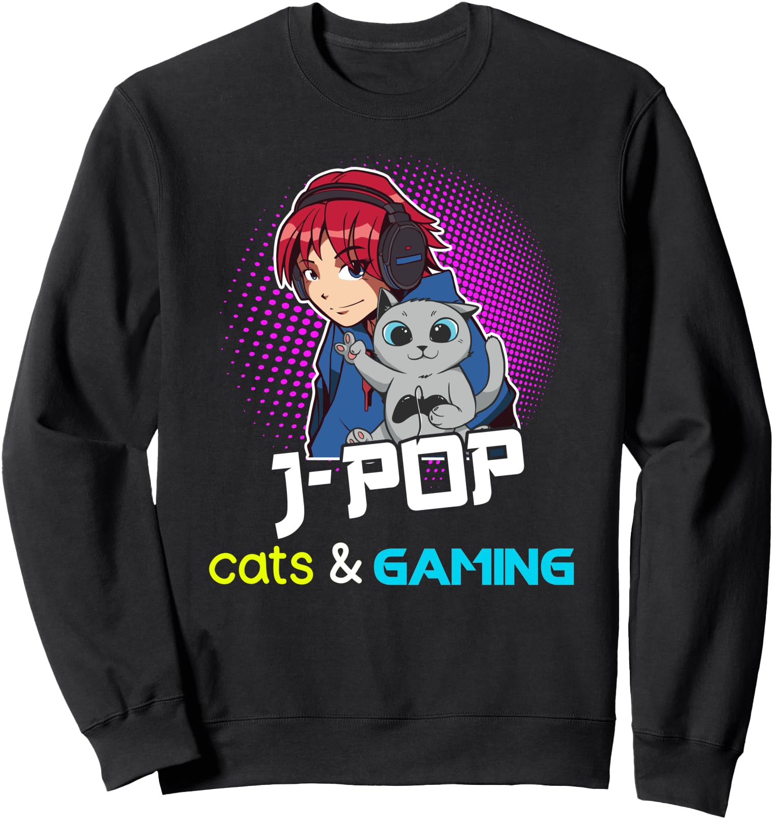 J-Pop Shirt Gamer Cat Lover Video Gaming Japanese Pop Music Sweatshirt
