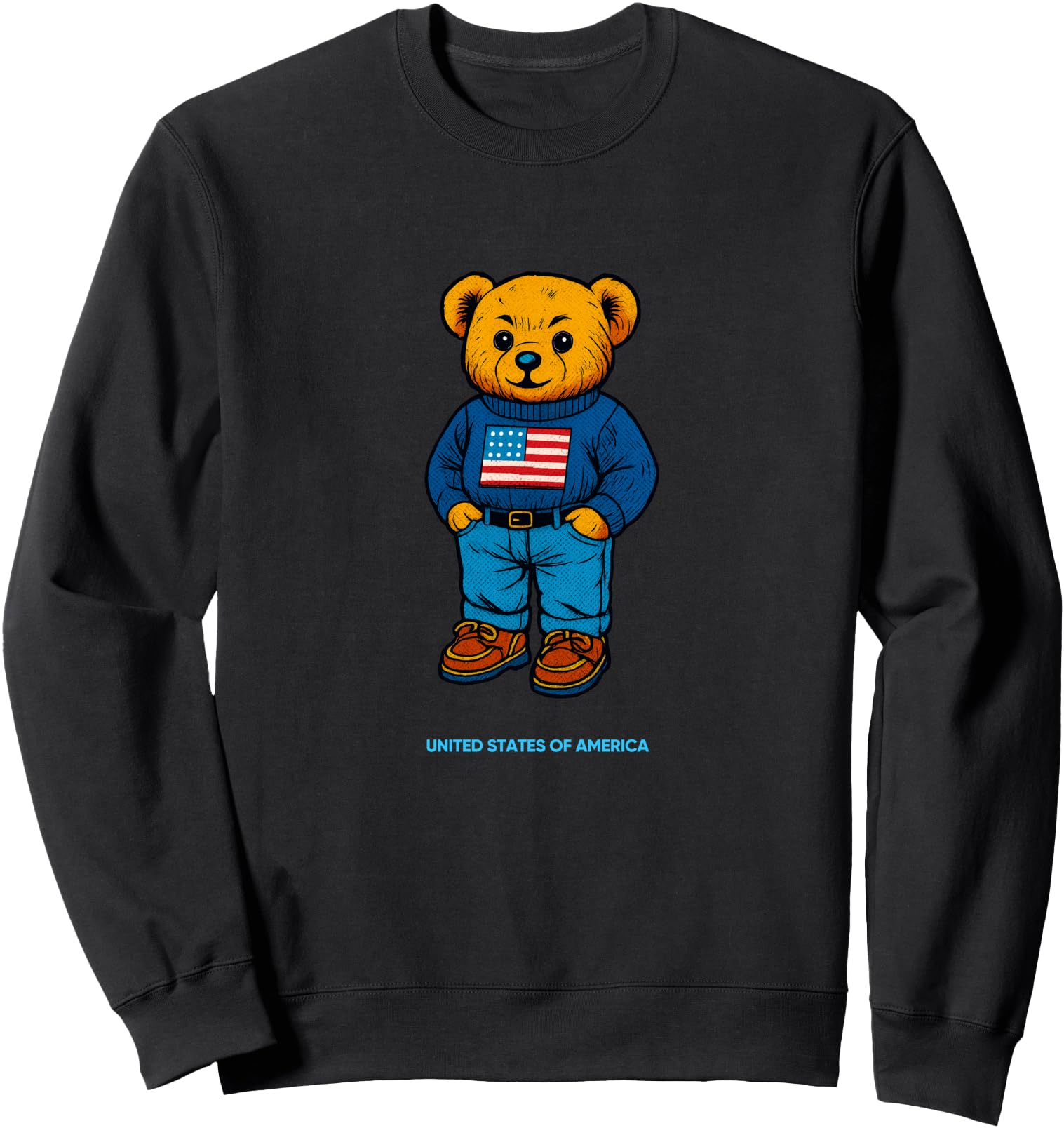 Cool American USA Teddy Bear Illustration Graphic Designs Sweatshirt
