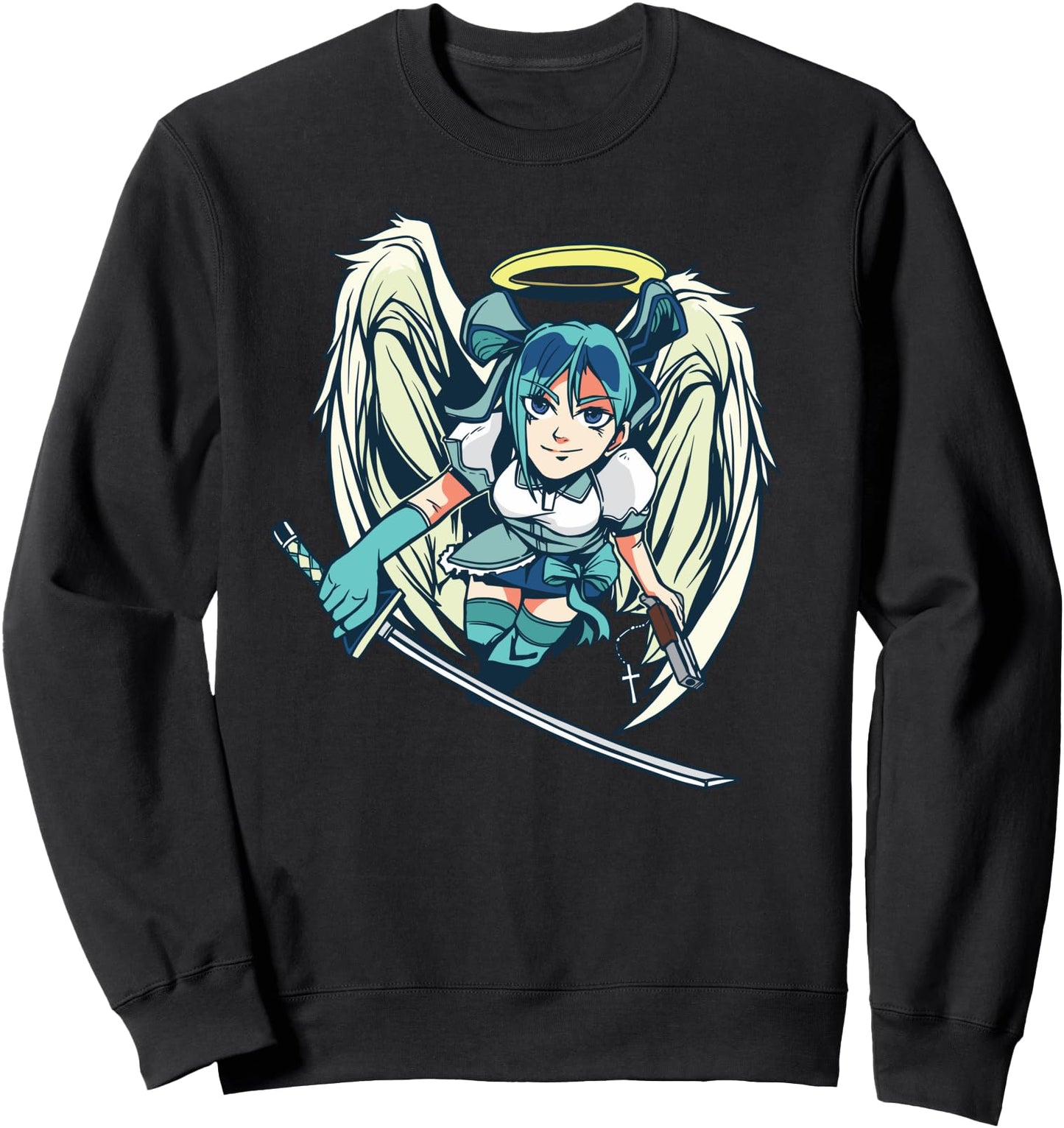 Cute Anime Angel Warrior - Girl Fighter Sword Japanese Sweatshirt