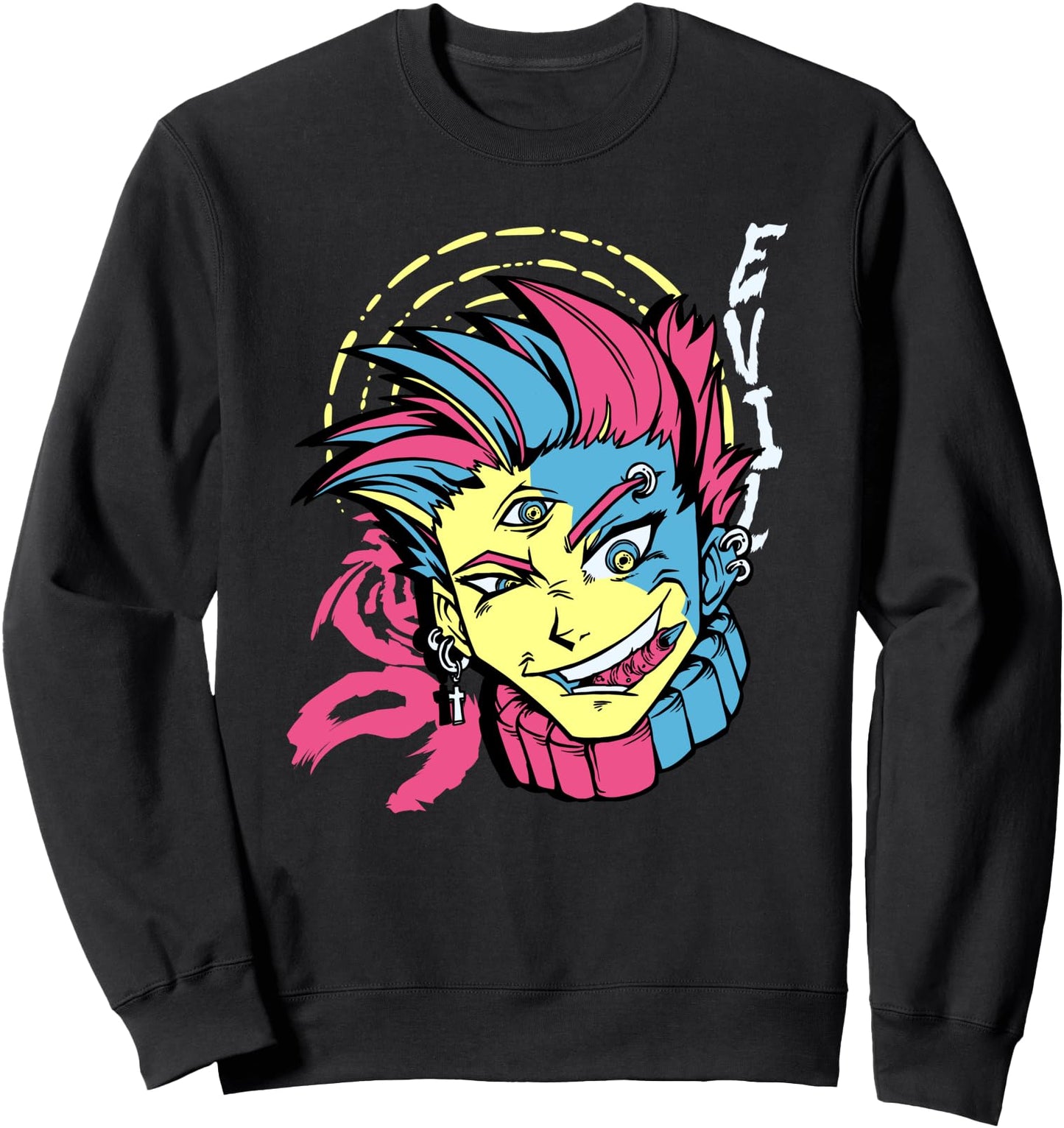 Evil Anime Boy with Three Eyes Japanese Yokai Sweatshirt