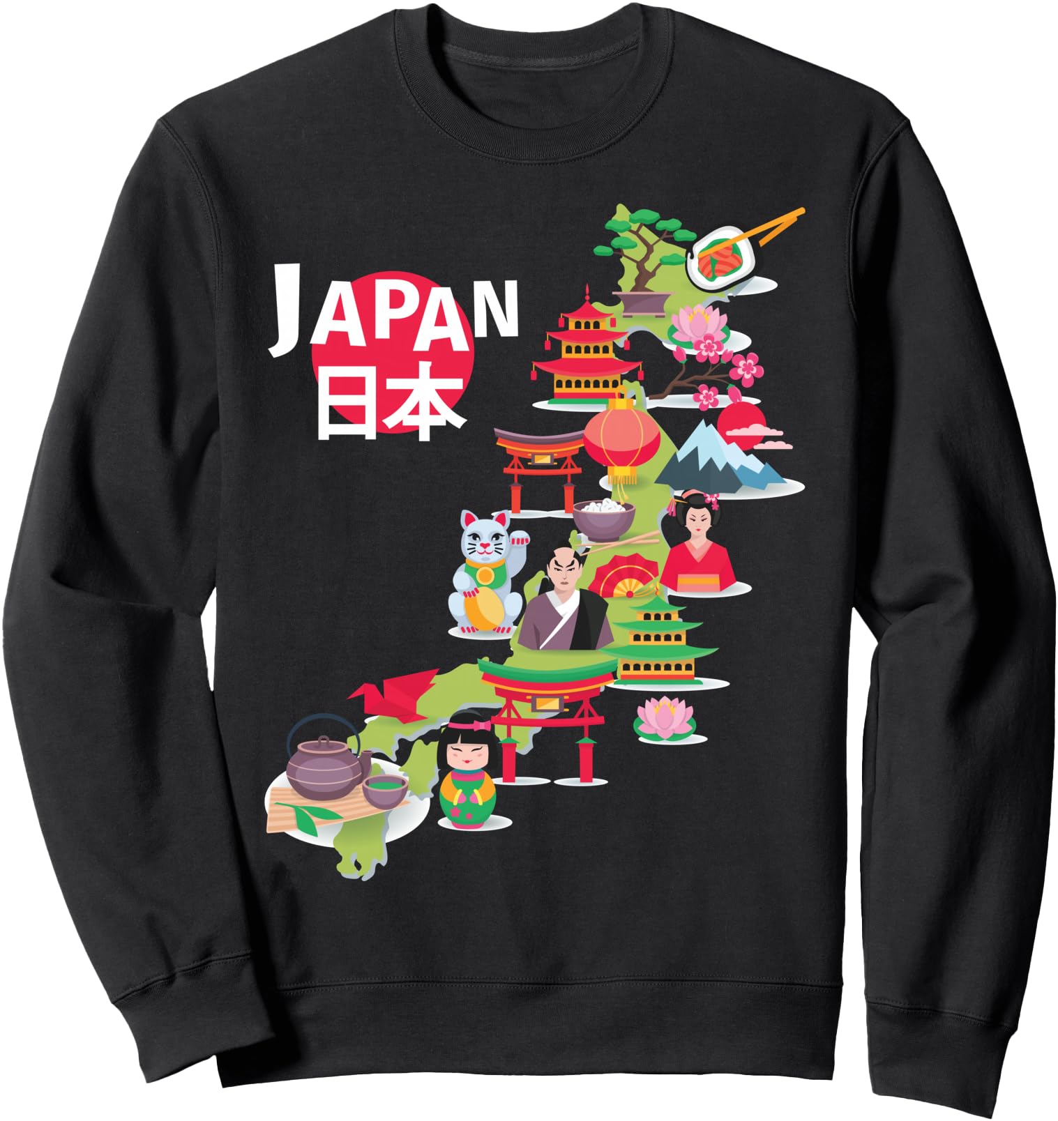 Japan Flag Travel Map Japanese Pride Okinawa Tokyo Love Sweatshirt