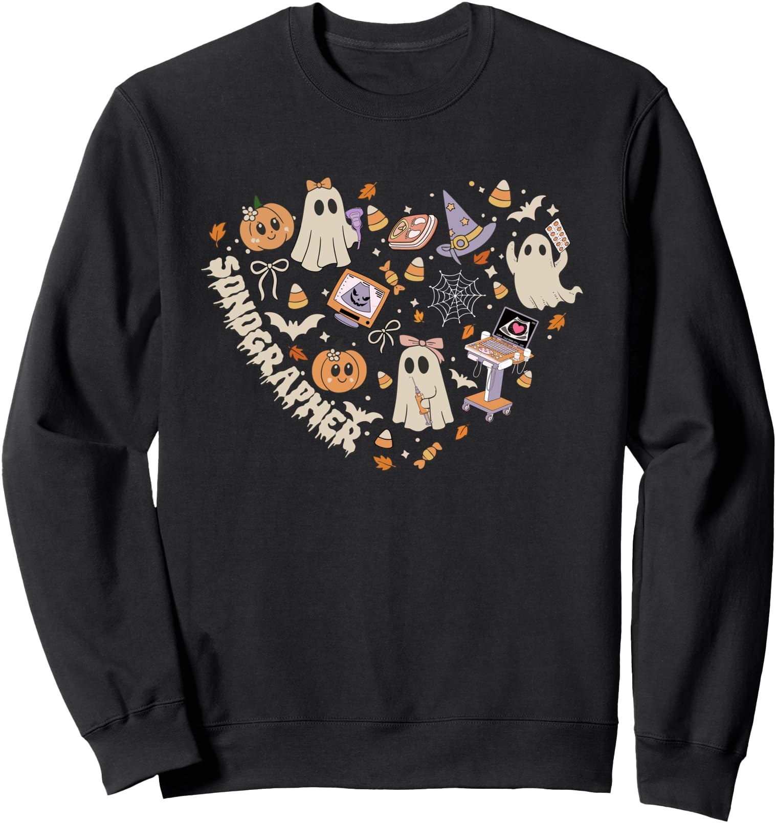 Sonographer Heart Halloween Ultrasound Tech Fall Sono Tech Sweatshirt