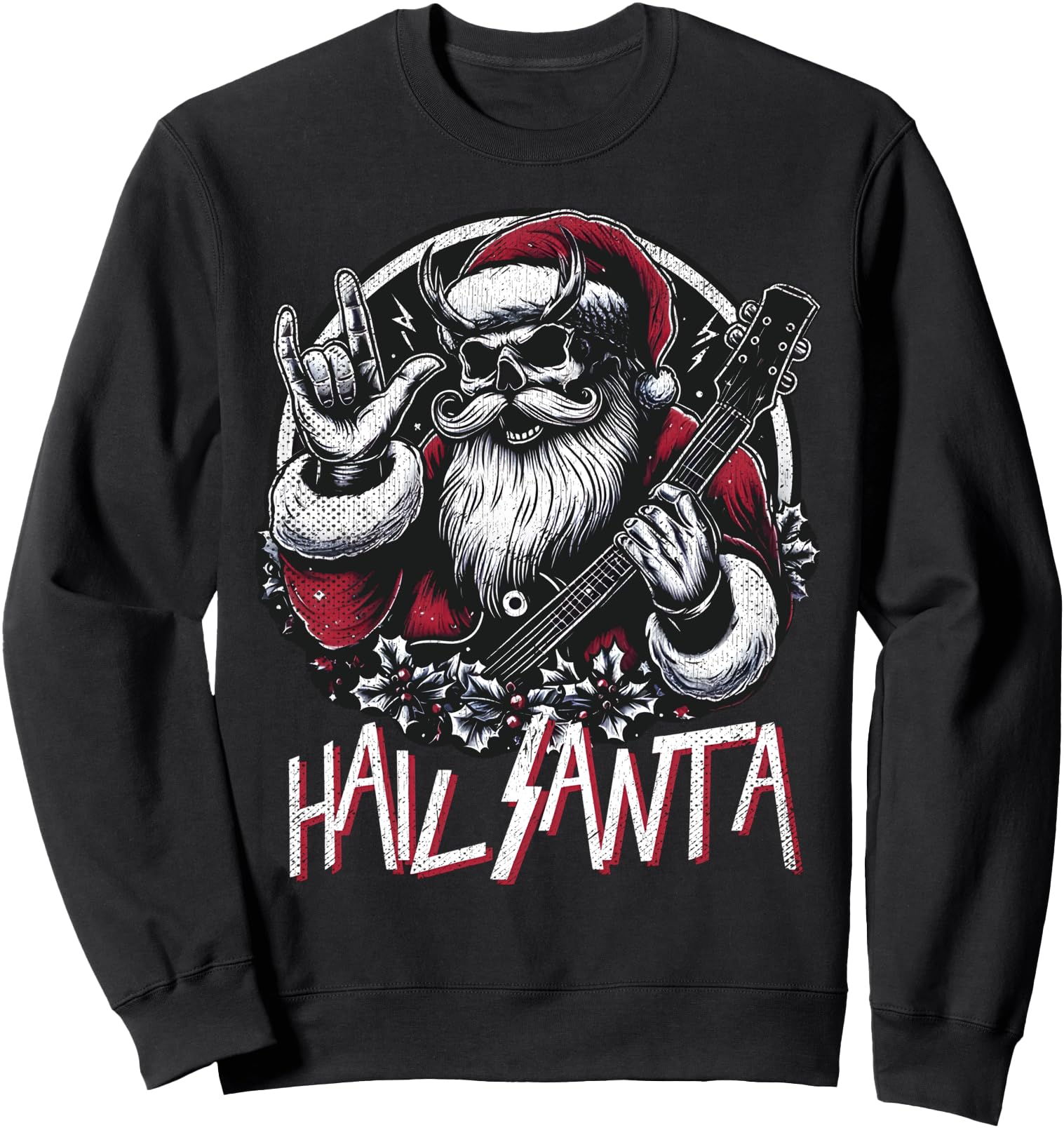 Hail Santa Heavy Metal Goth Sarcastic Rock Band Christmas Sweatshirt