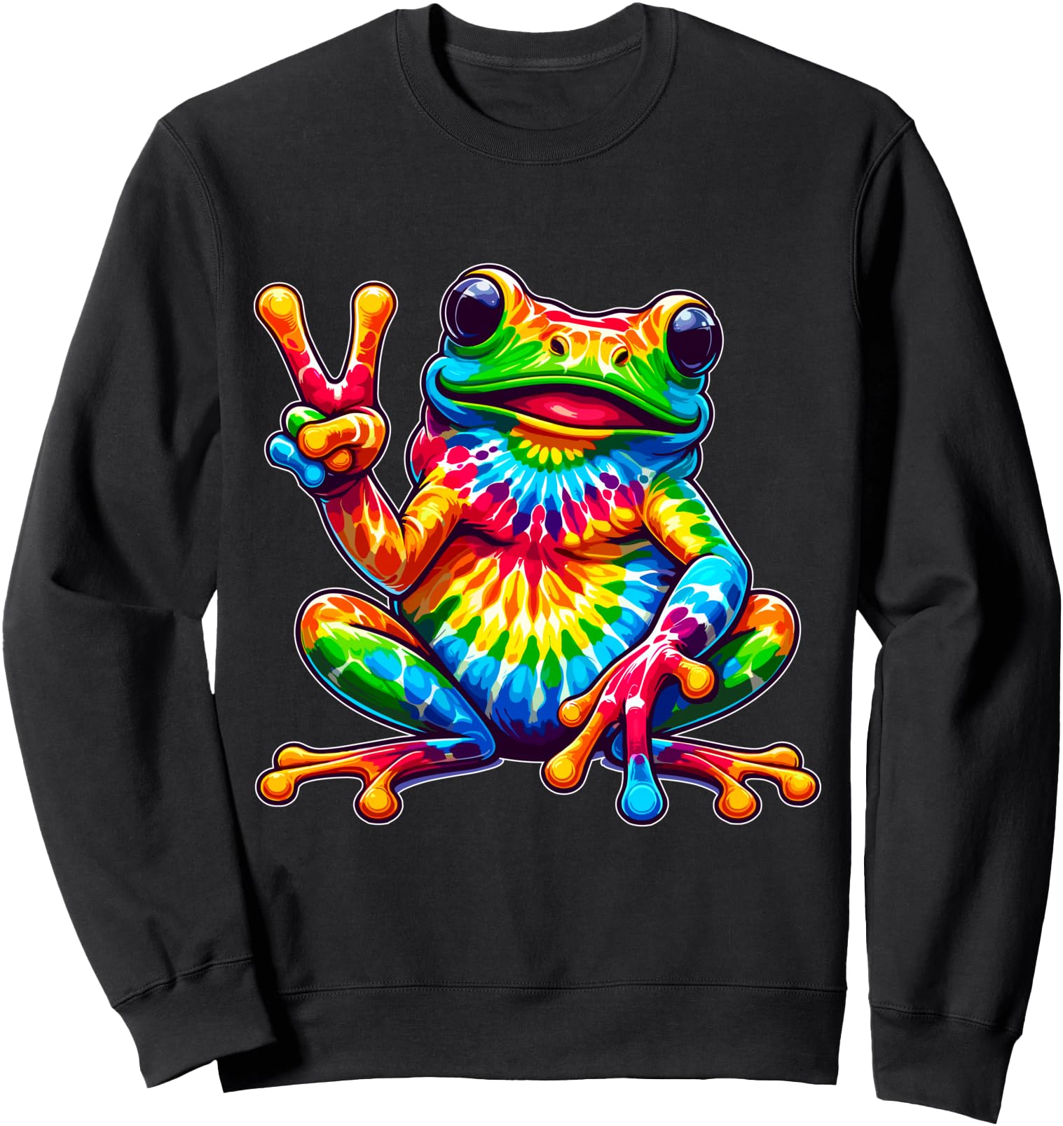Tie-Dye Frog Peace Sign Hippie Sweatshirt