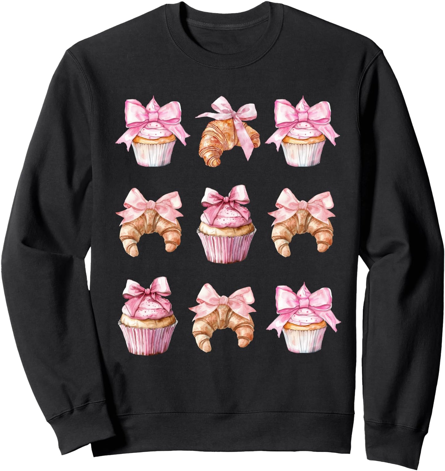 Cupcake Croissant Coquette Bow Food Bakery Sweatshirt