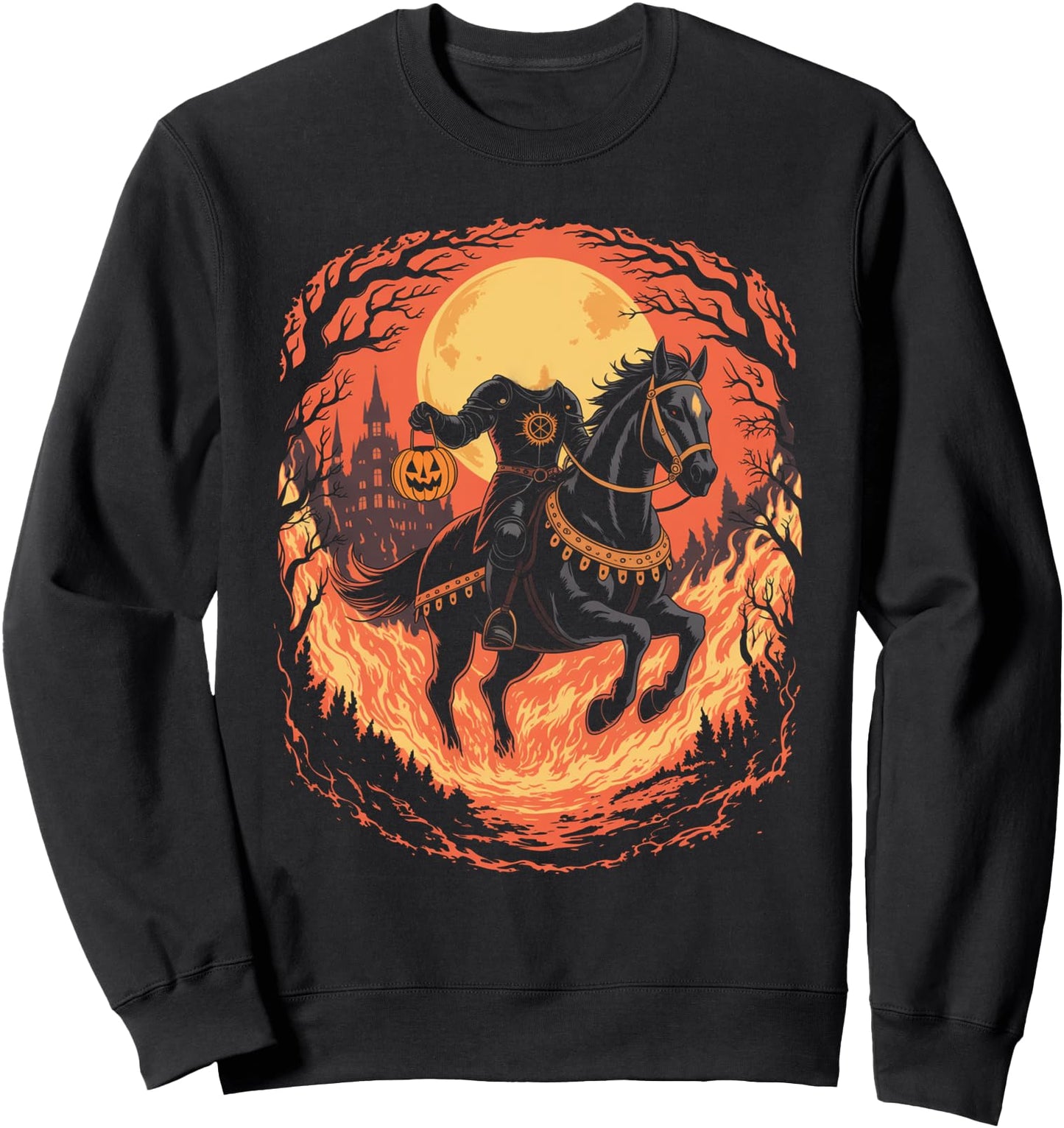 Scary Pumpkin Headless Horseman Halloween Sweatshirt