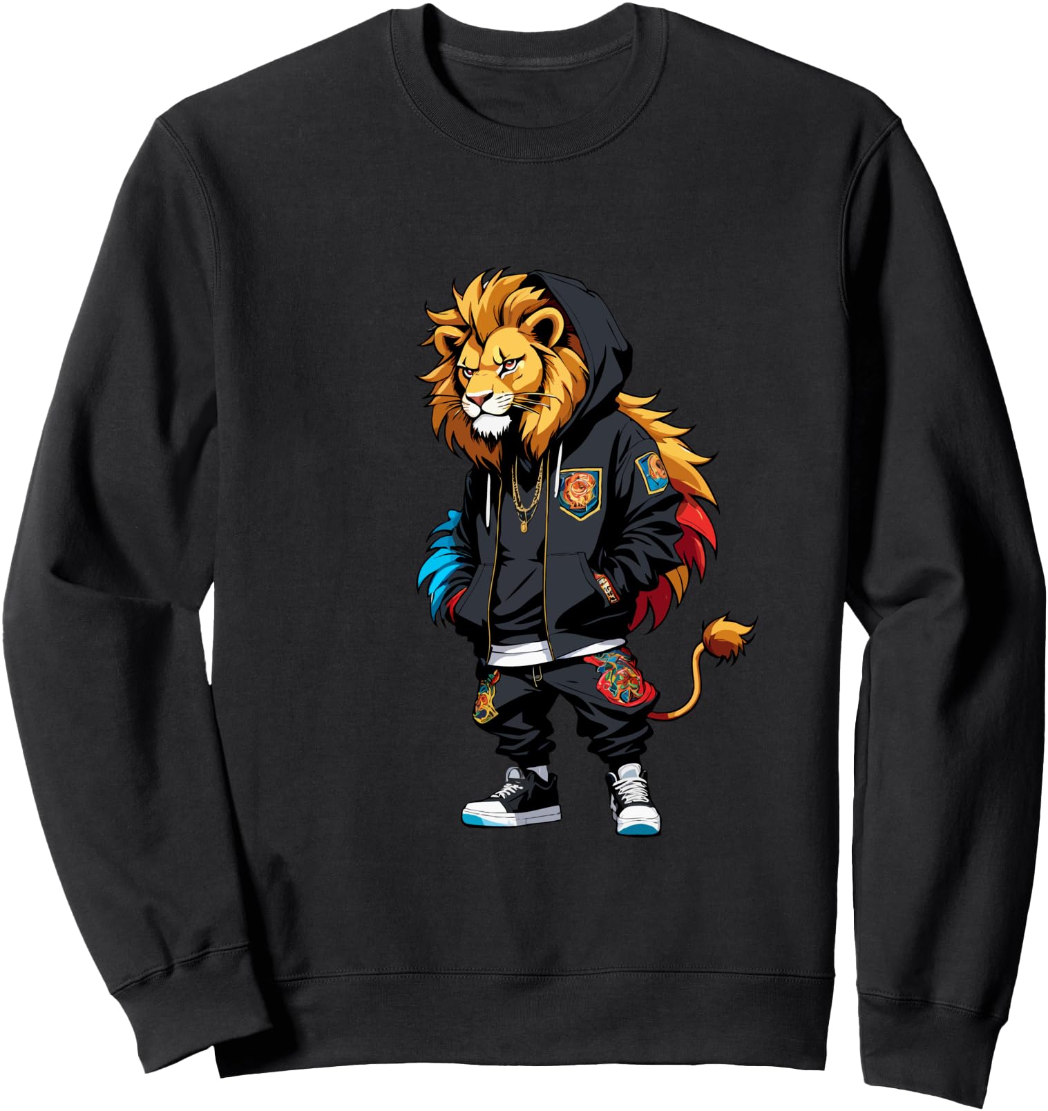 Gangster African Lion Rapper with Hip Hop Clothes Outfit Sweatshirt