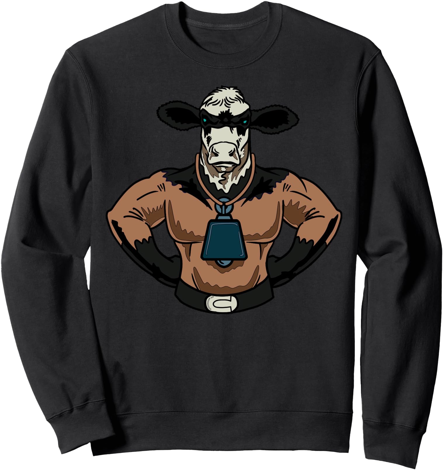 Muscular Cartoon Cow Superhero Character For Sweatshirt