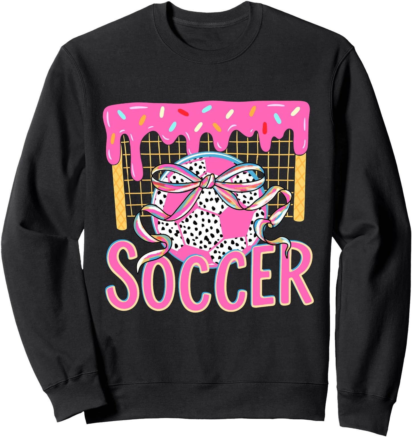 Girly Soccer Coquette Bow Ice-Cream Drip Soccer Mom Game Day Sweatshirt