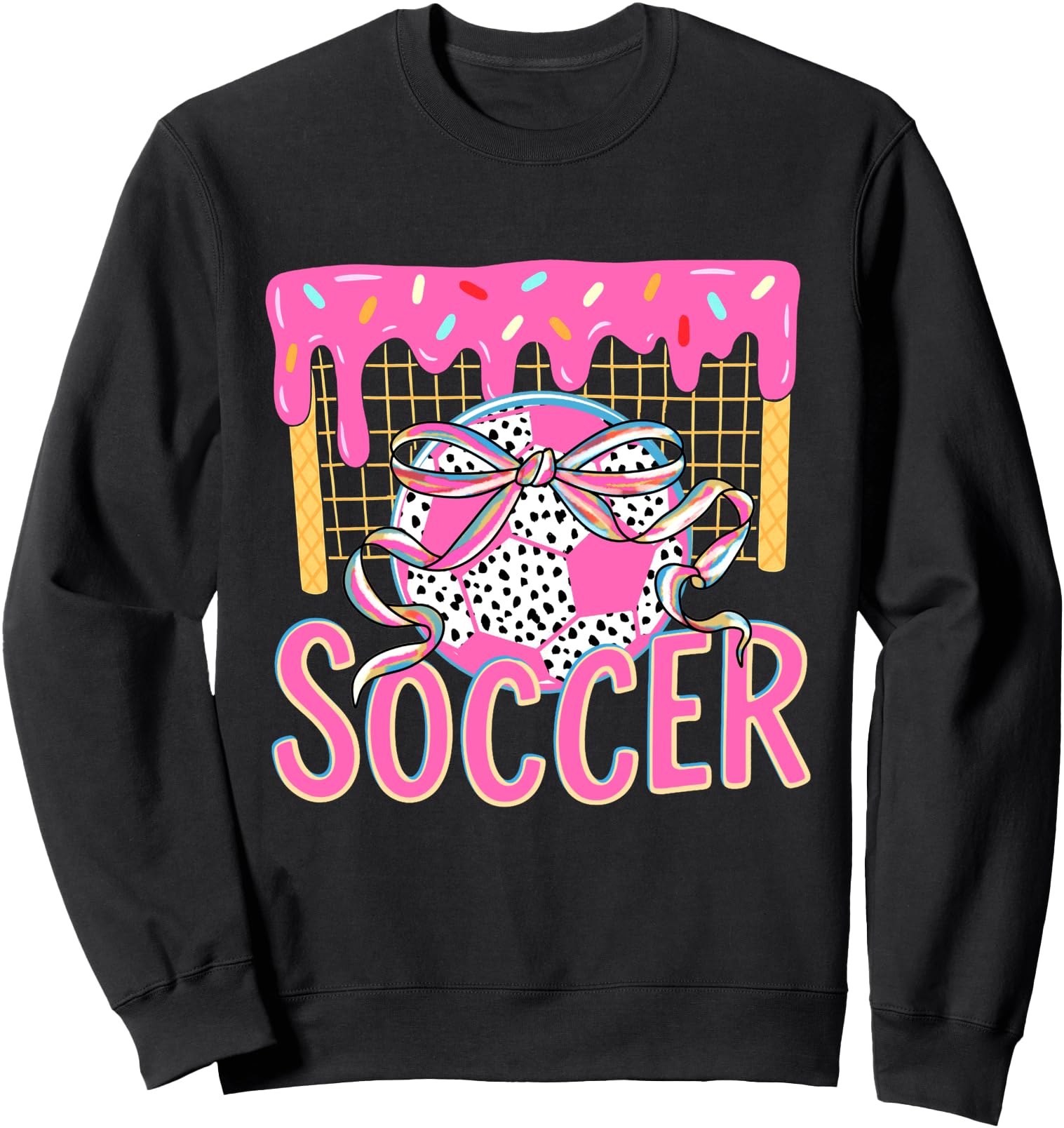 Girly Soccer Coquette Bow Ice-Cream Drip Soccer Mom Game Day Sweatshirt
