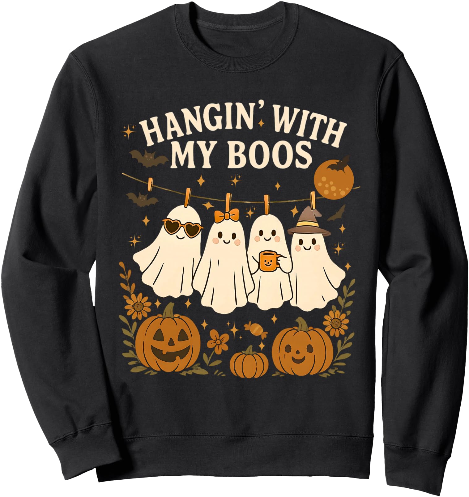 Hanging With My Boos Funny Cute Ghost Halloween Sweatshirt