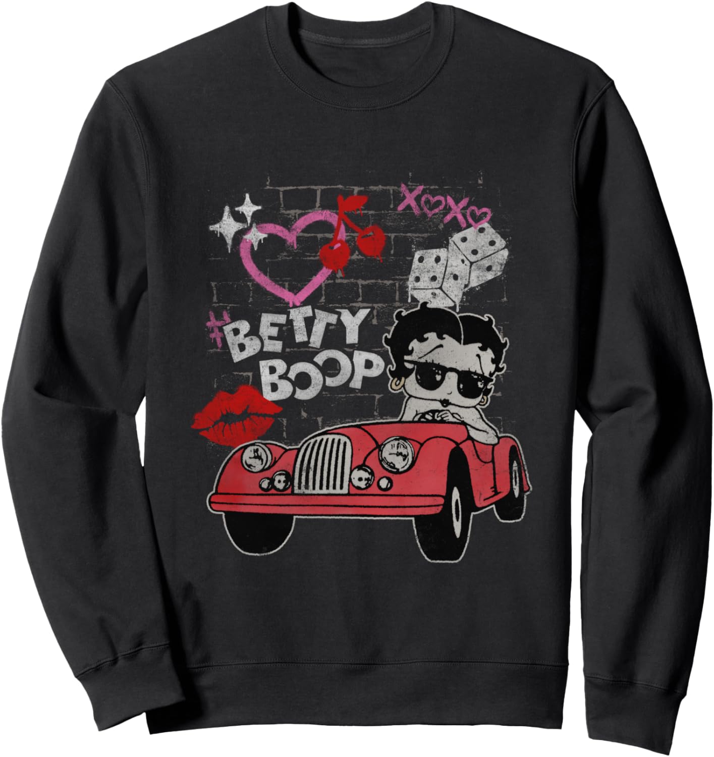 Betty Boop Kisses Distressed Heart Betty Sweatshirt