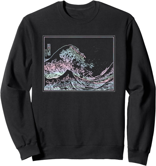 Aesthetic Pastel Pink Great Wave Kawaii Japanese Vaporwave Sweatshirt