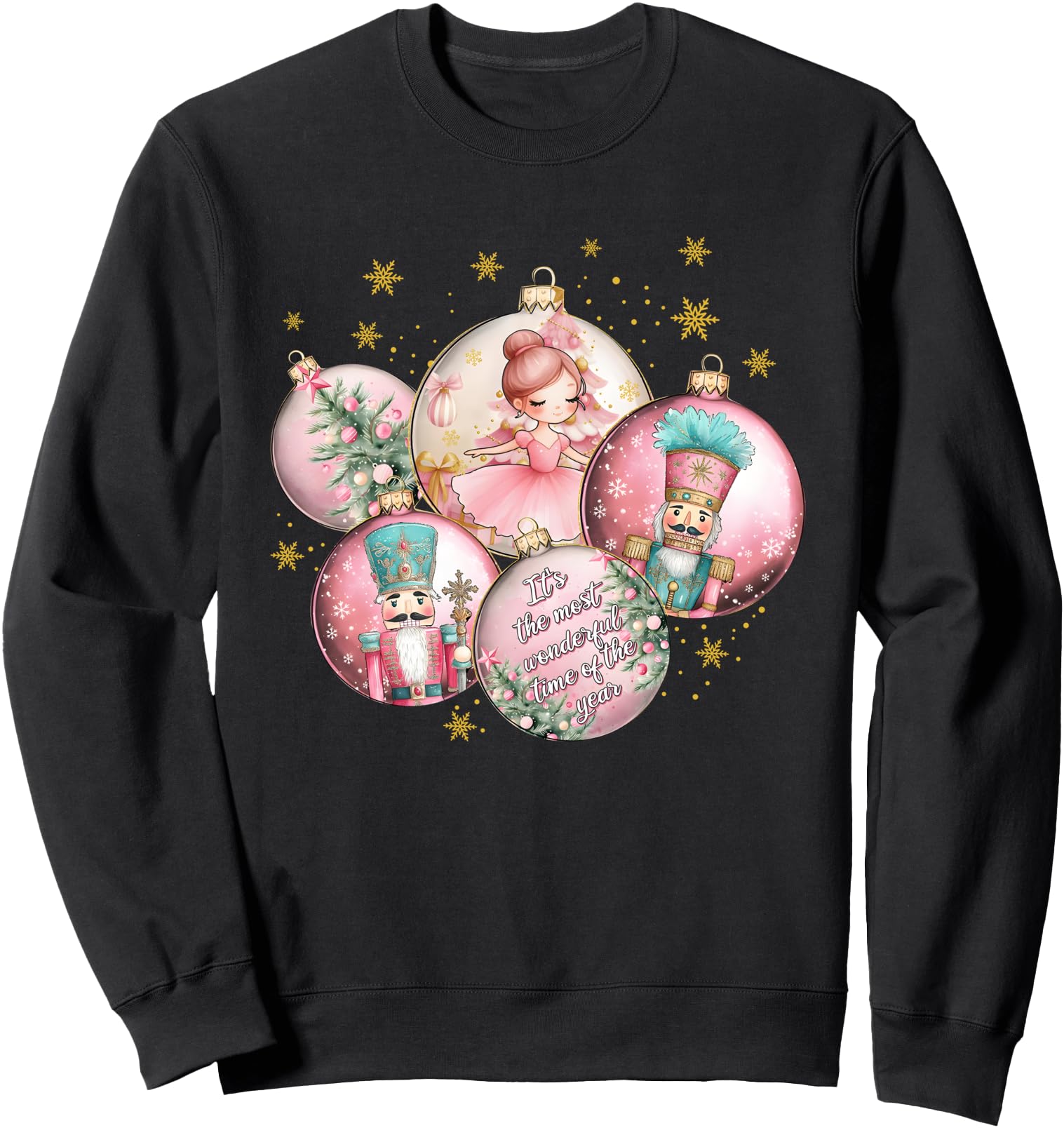 Pink Coquette Nutcracker Christmas Ornaments Boys Girls Sweatshirt