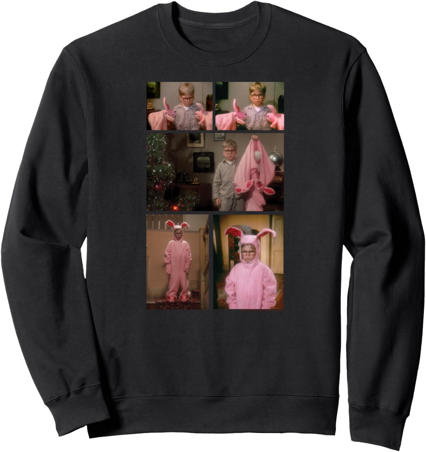 A Christmas Story Ralphie Bunny Suit Photo Collage Holiday Sweatshirt
