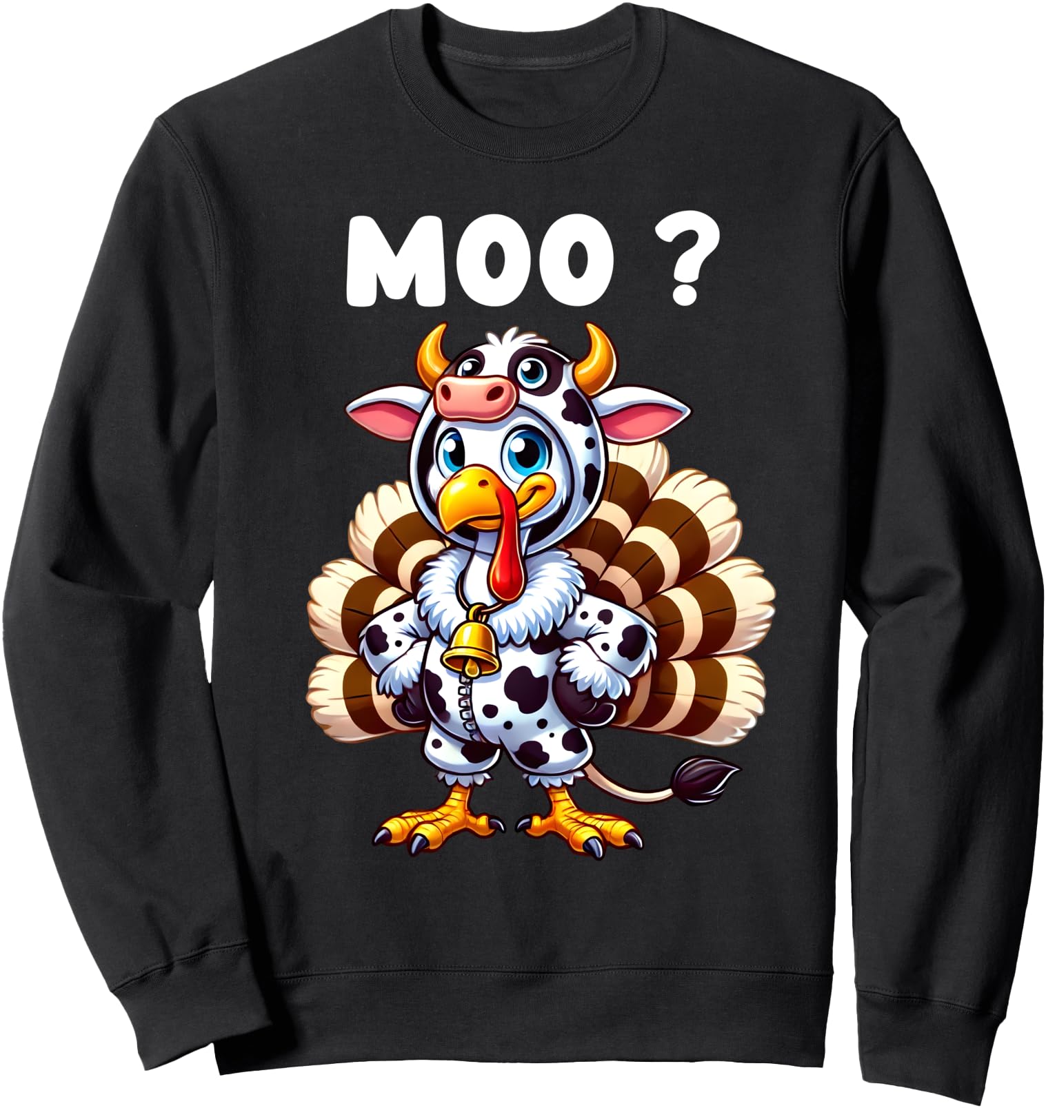 Funny Turkey Moo Thanksgiving Turkey Cow Moo Sweatshirt