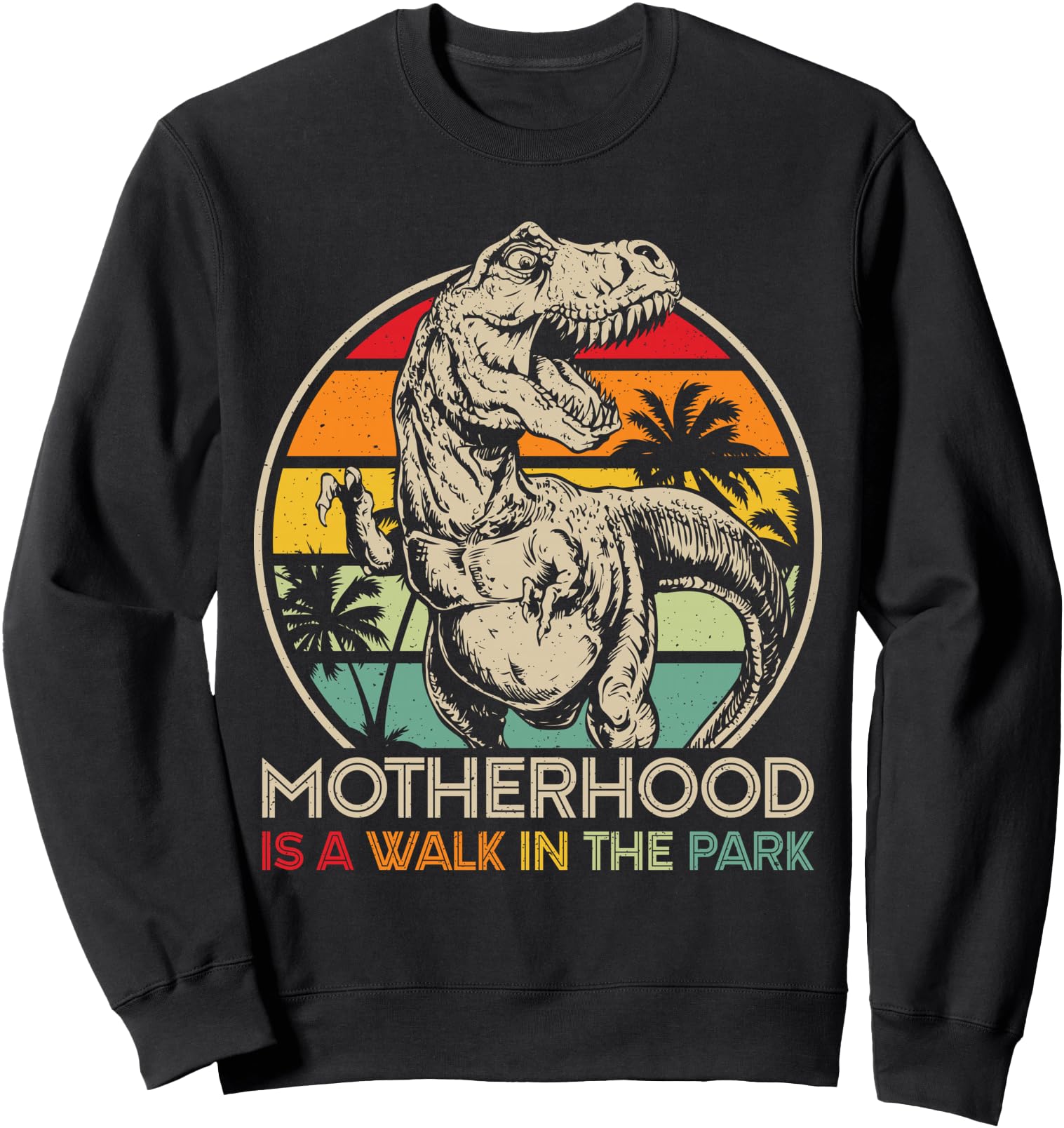 Vintage Motherhood Is A Walk In The Park Mama Mommy Dinosaur Sweatshirt