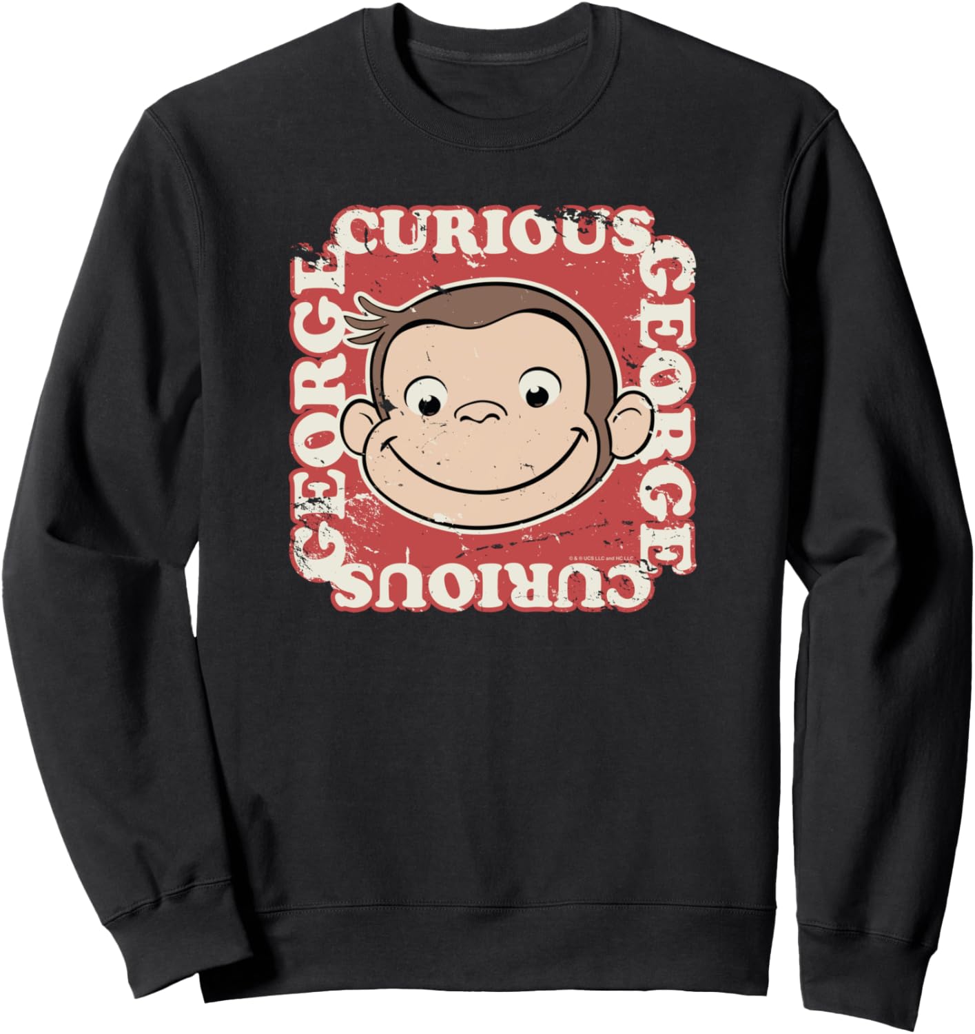 Curious George Big Face Distressed George Sweatshirt
