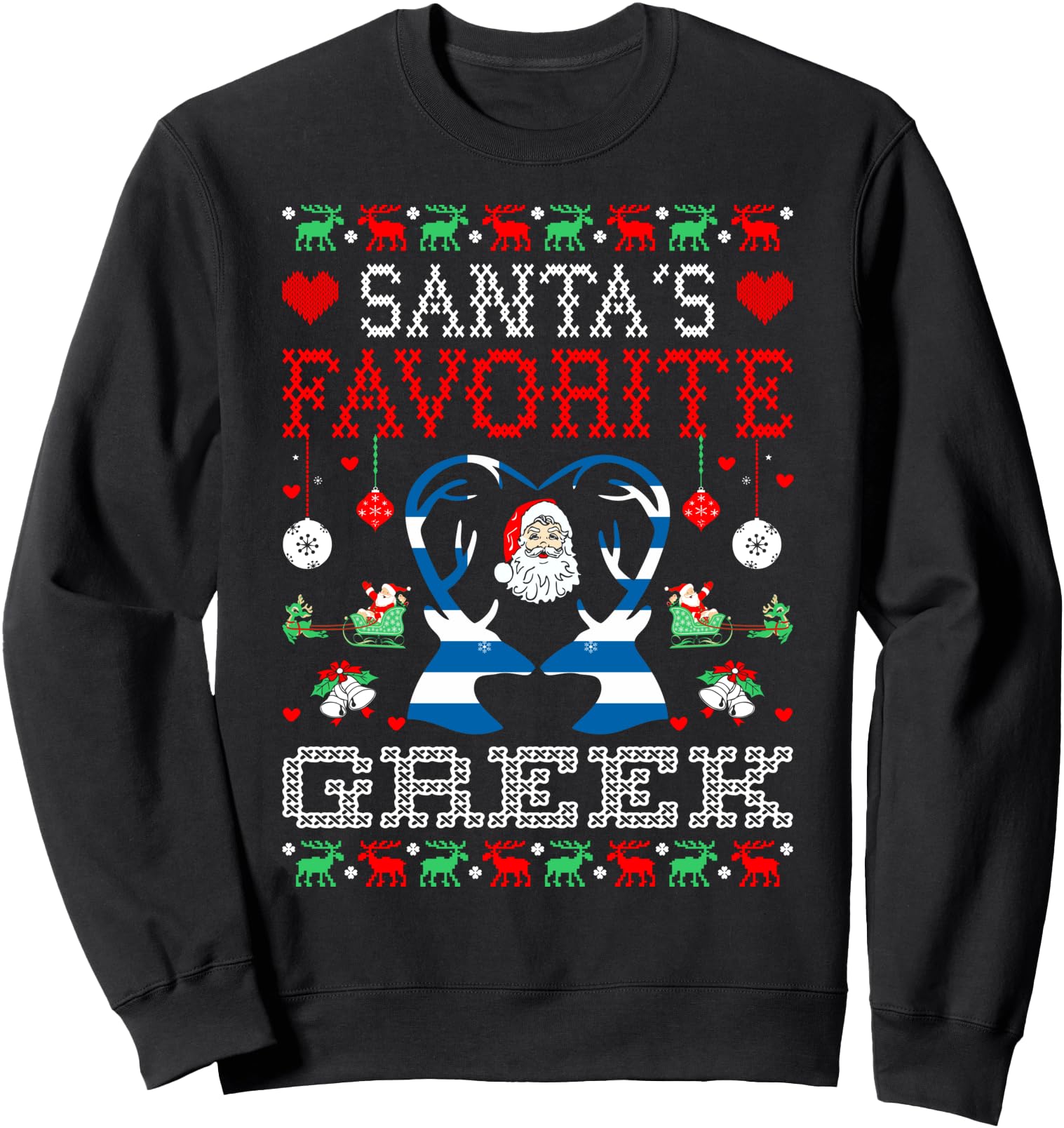 Santa Favorite Greek Christmas Gift Ugly Sweater Sweatshirt